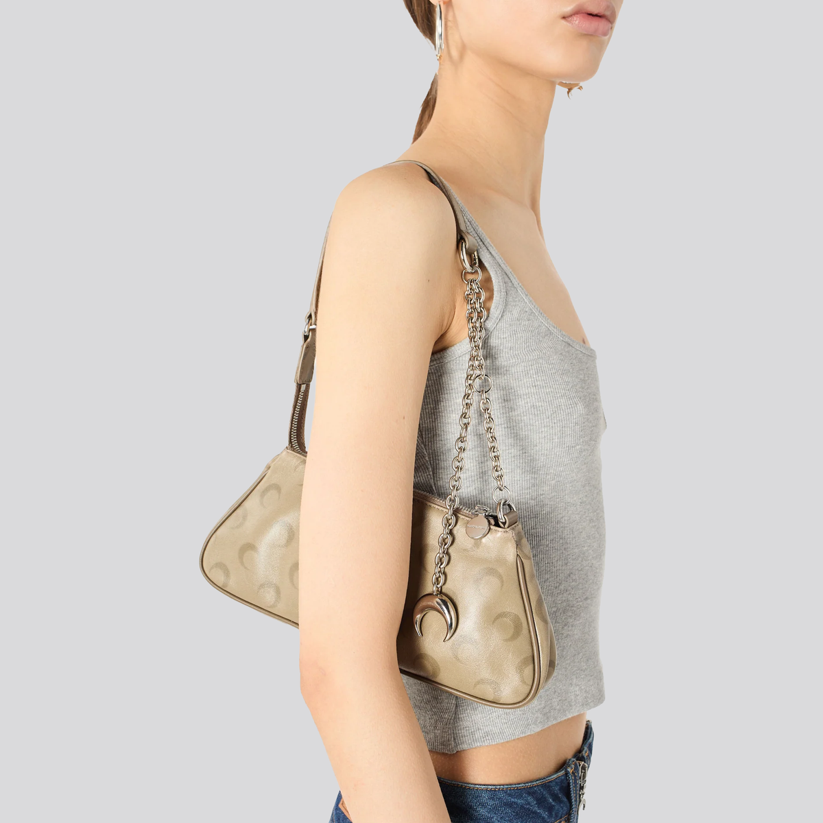 Cartera Beige Marine Serre Faded Leather Moon