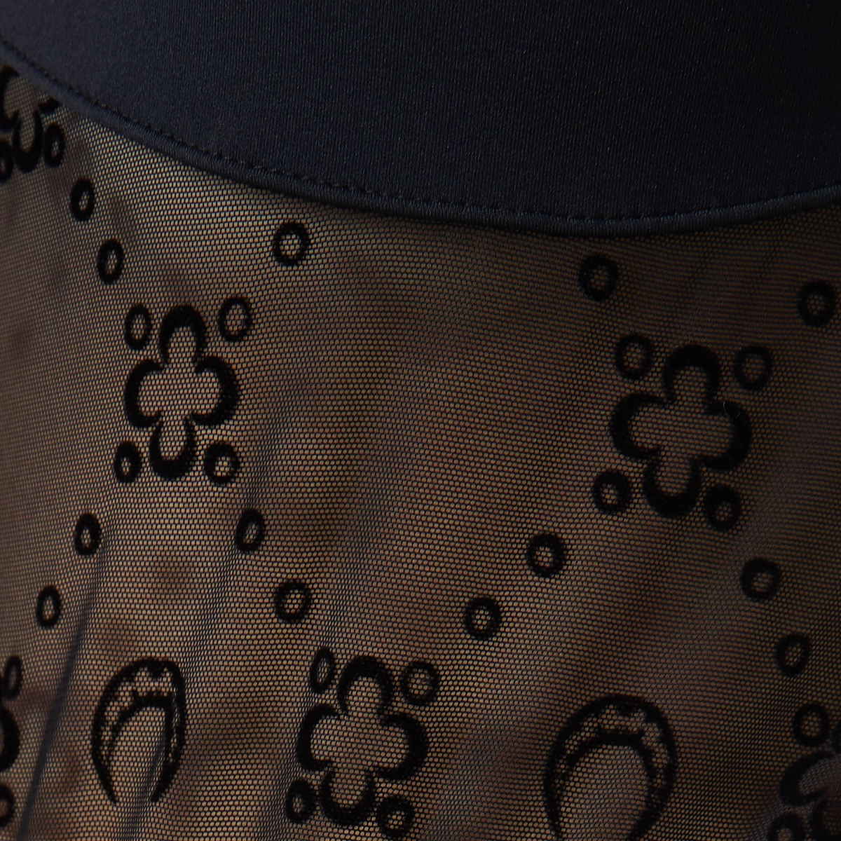 Body Negro Marine Serre Monogram Mesh Flock Manga Larga