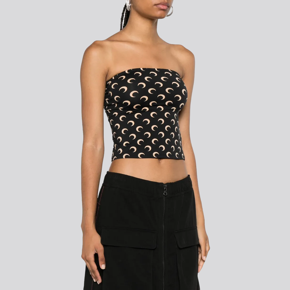 Top Negro Marine Serre Moon Printed Tubed