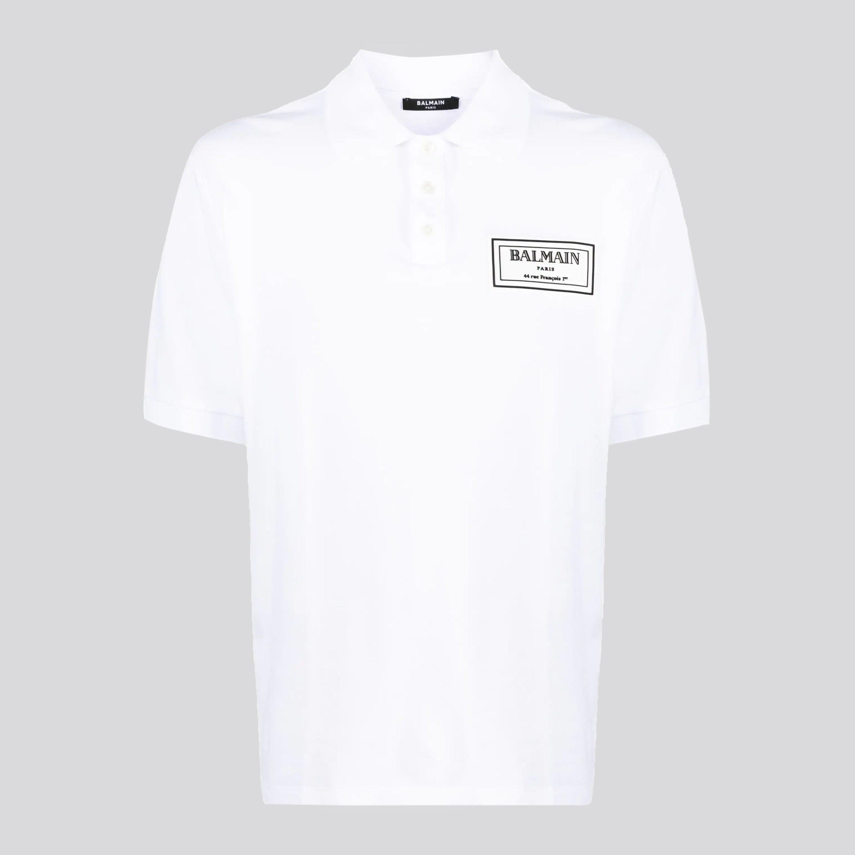 Camiseta Tipo Polo Blanca Balmain Pique