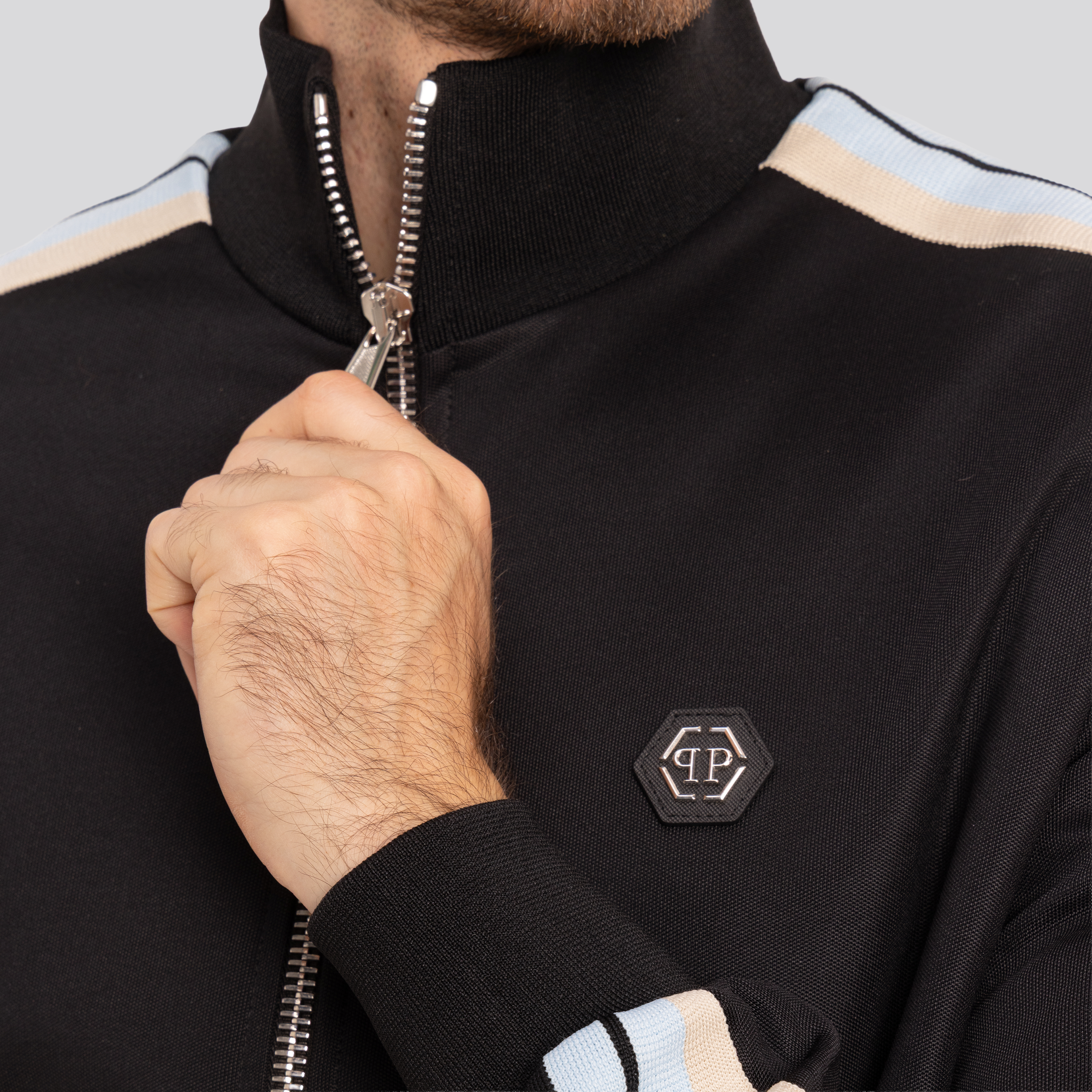 Chaqueta Negra Philipp Plein Stripes