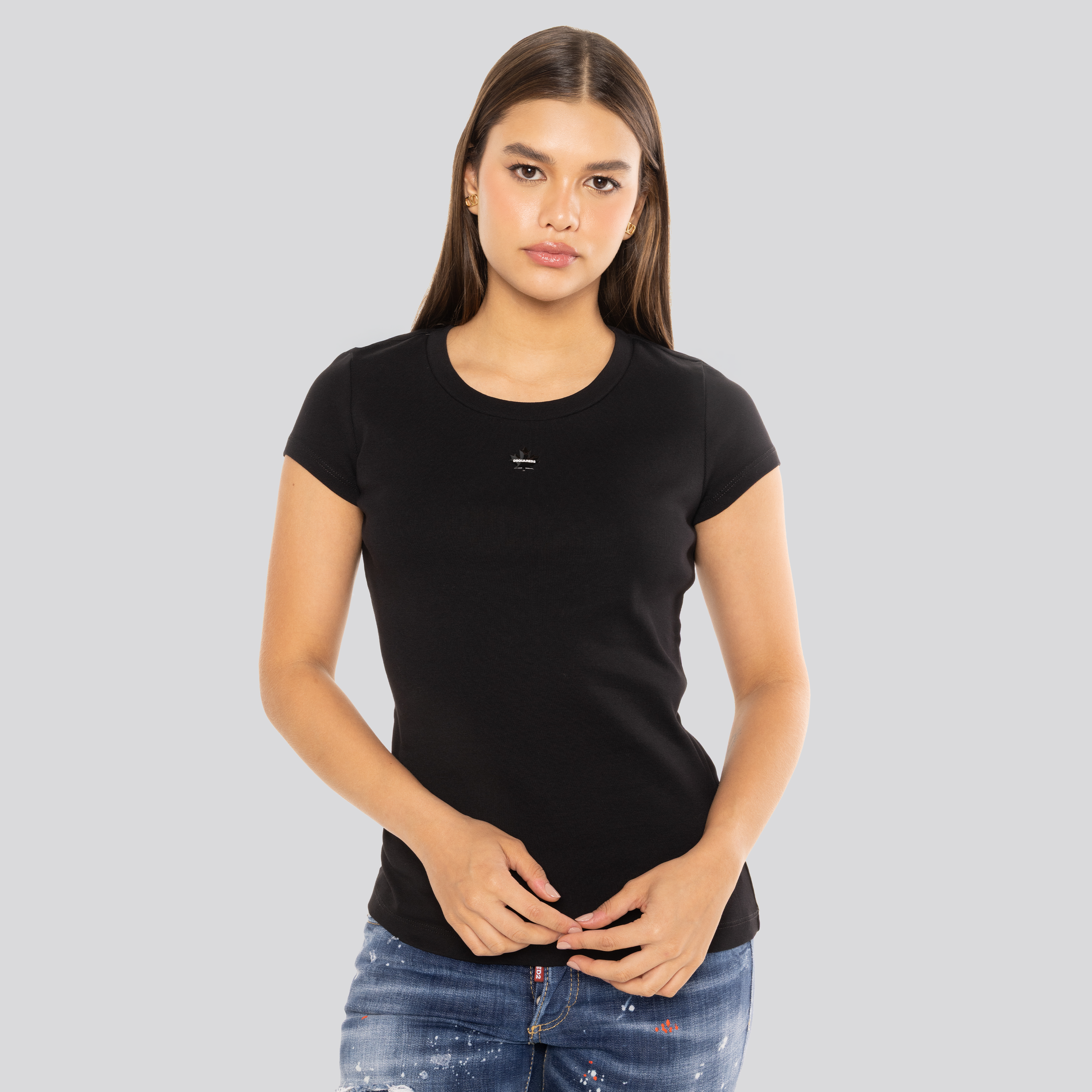 Camiseta Negra Dsquared2 Mini Leaf