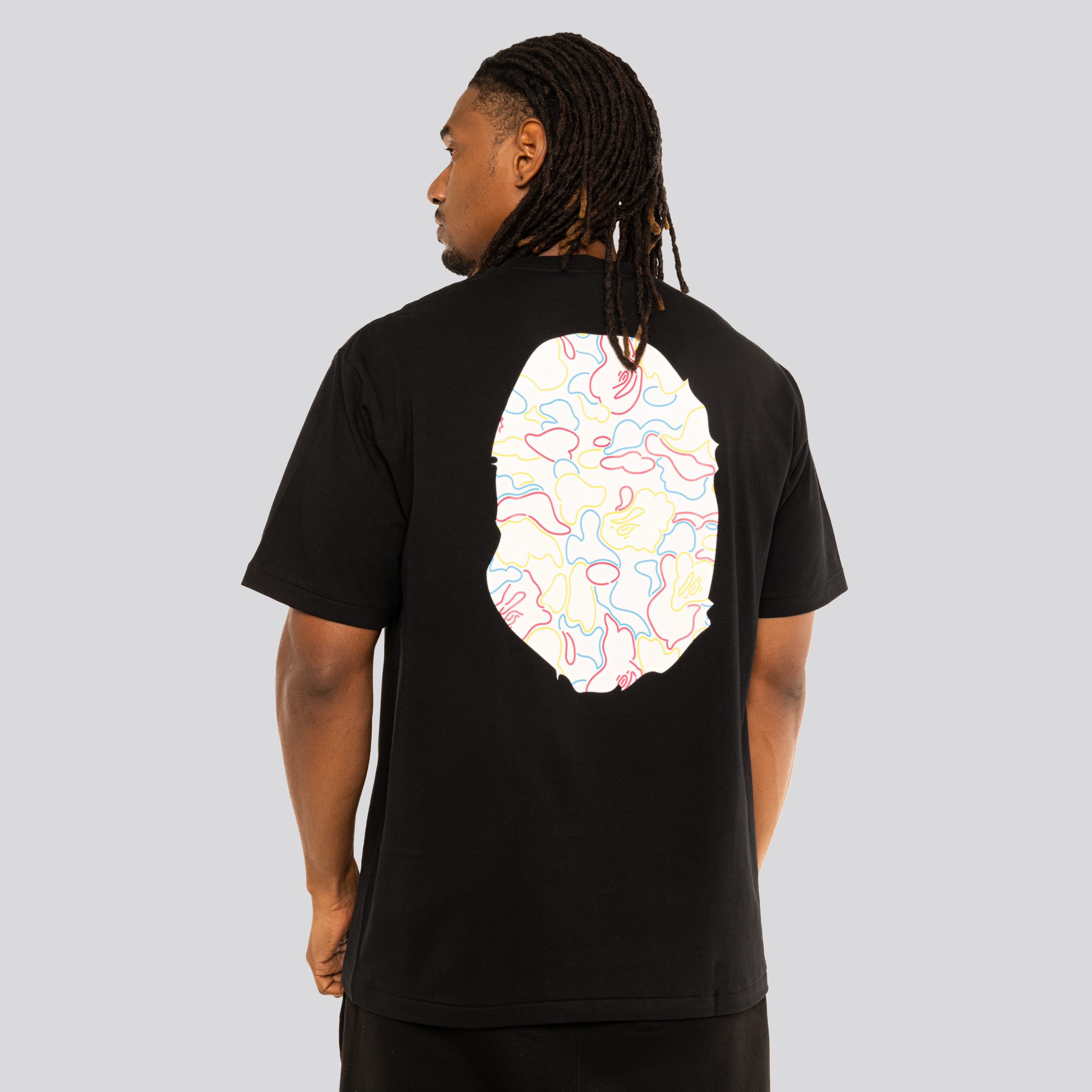 Camiseta Negra BAPE Neon Camo Big Ape Head