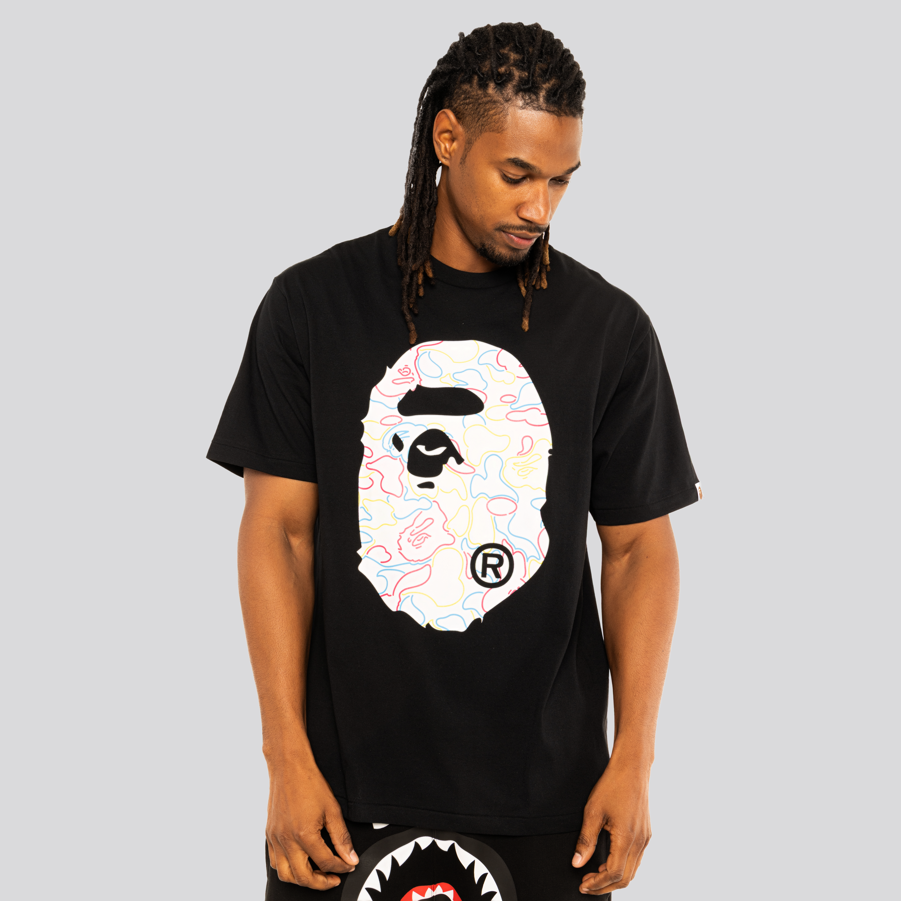 Camiseta Negra BAPE Neon Camo Big Ape Head