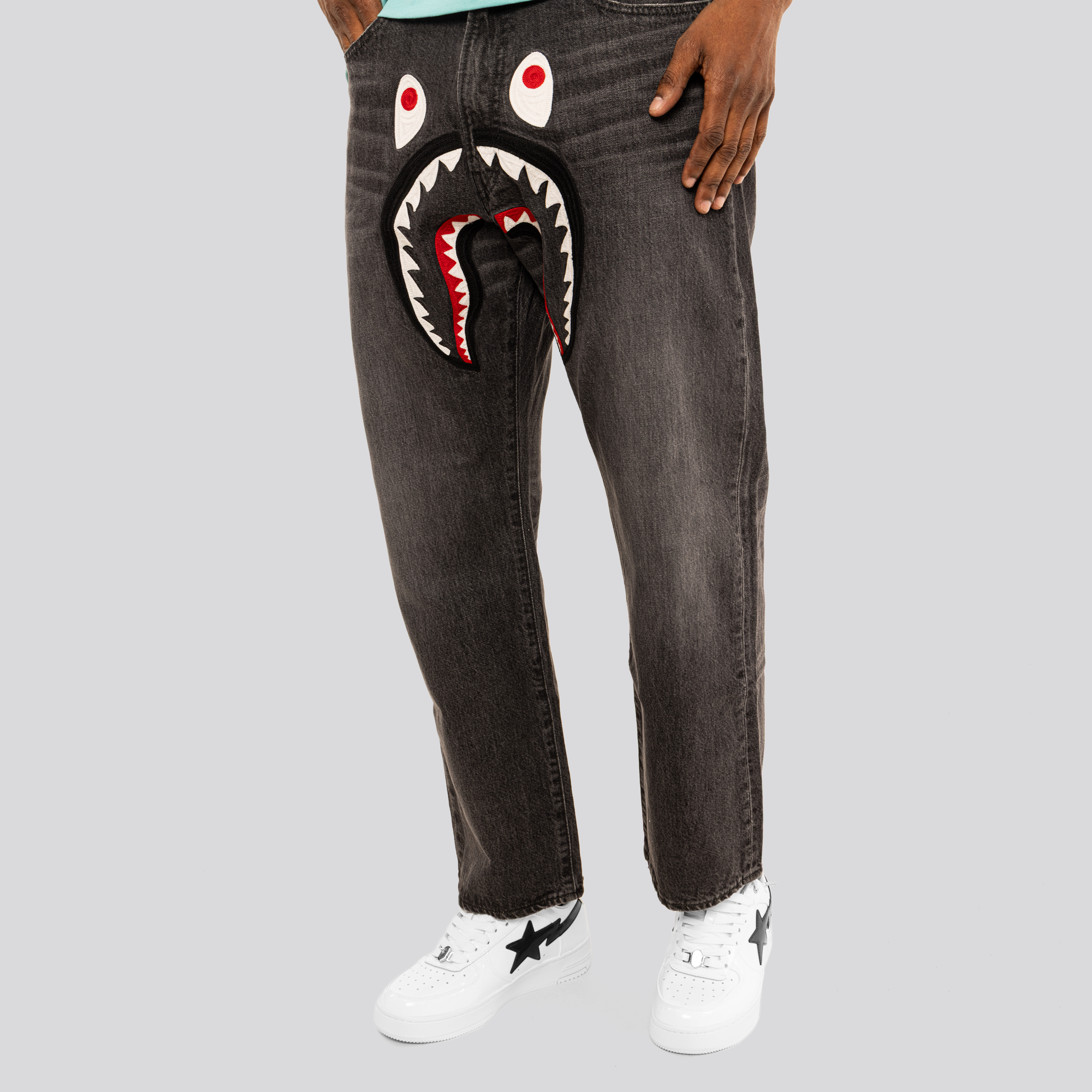 Jeans Negro BAPE Shark Loose Fit 13 Oz