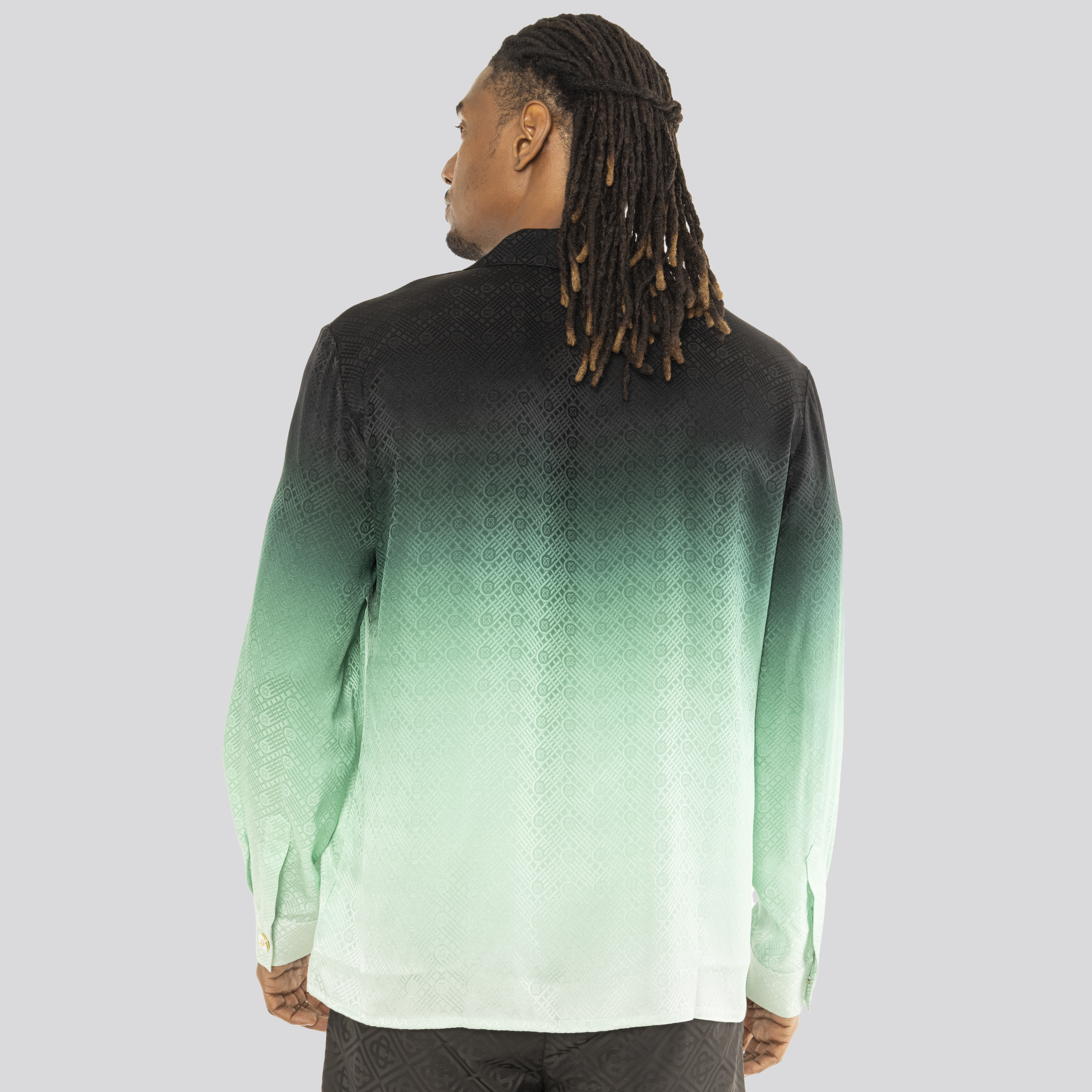 Camisa Verde Casablanca Cuban Collar Gradient