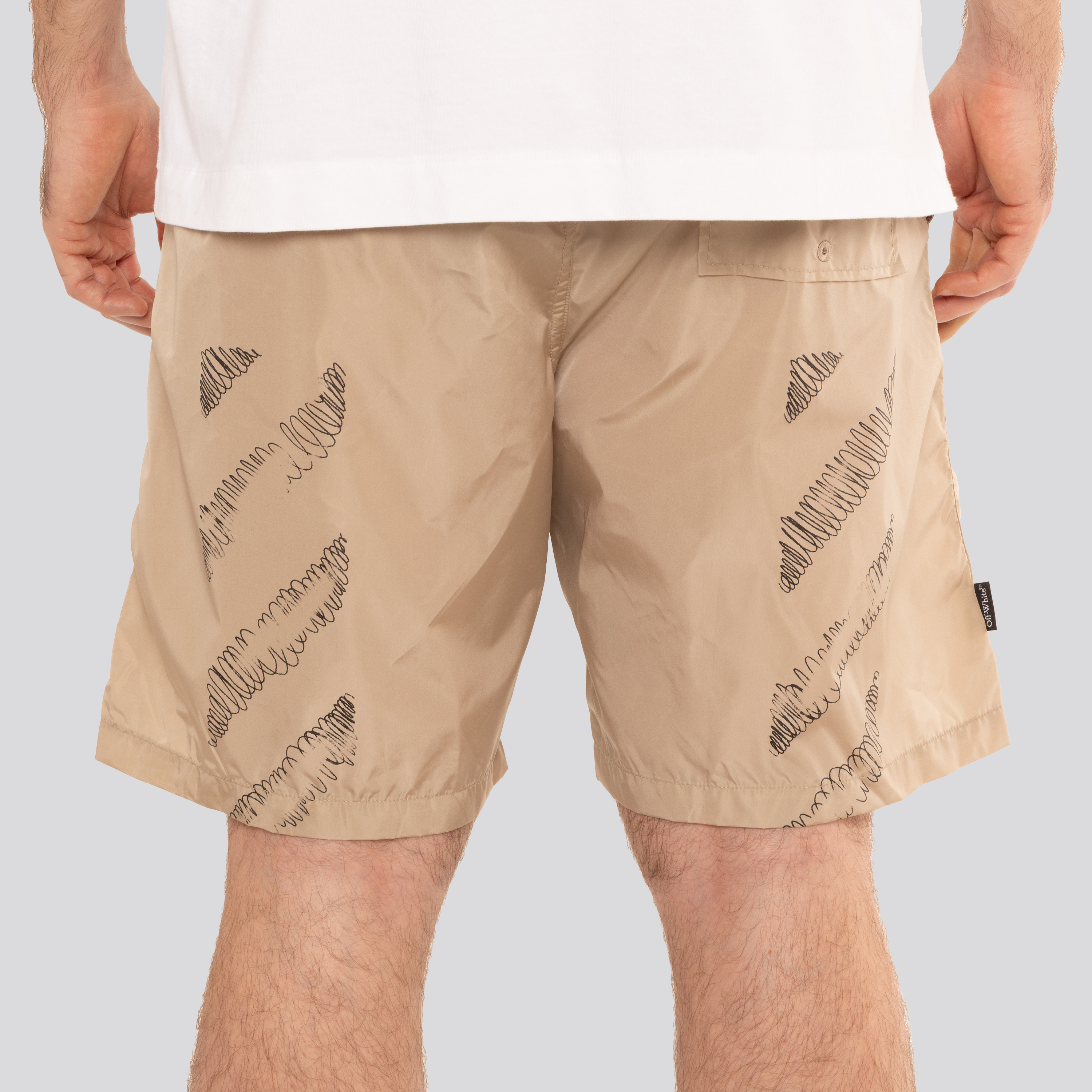 Pantaloneta Beige Off-White Outline Arrow