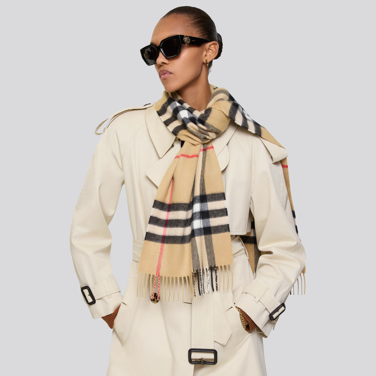 Bufanda Beige Burberry Vintage Check Cashmere