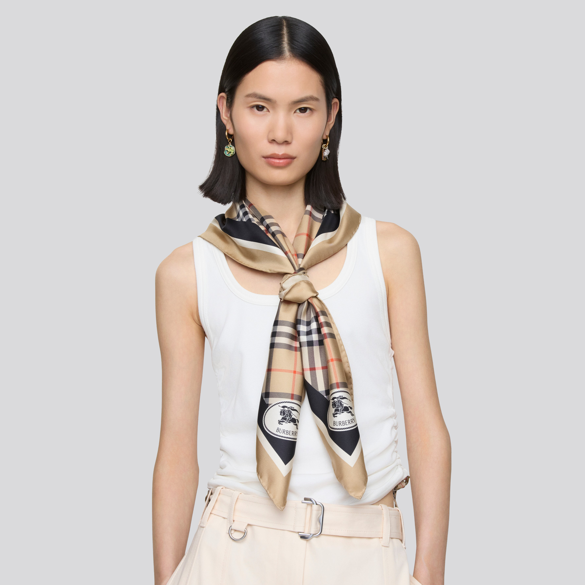 Bufanda Beige Burberry Check Silk