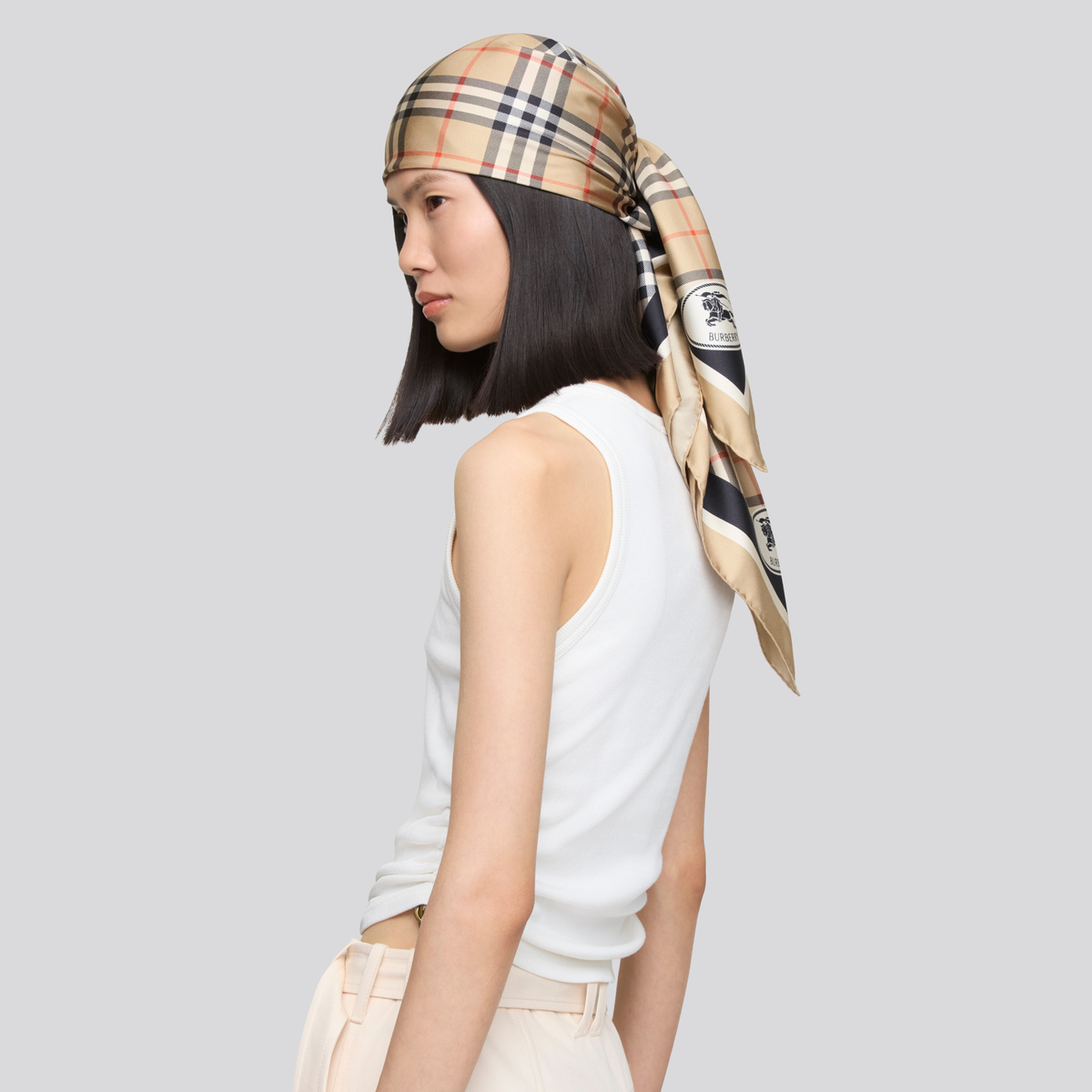 Bufanda Beige Burberry Check Silk