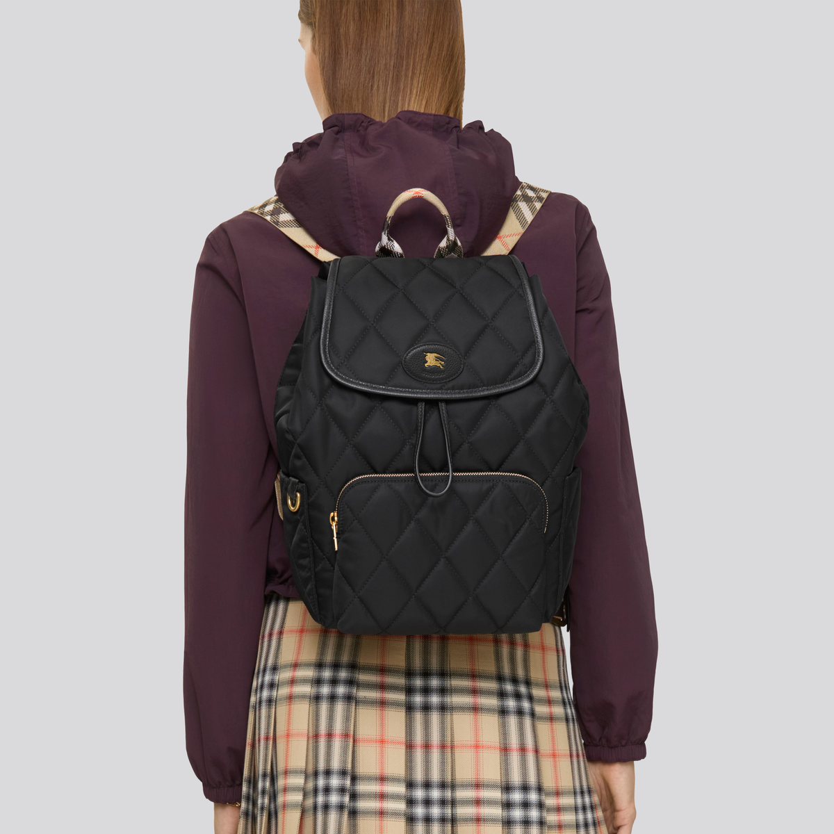Mochila Negra Burberry Horseshoe