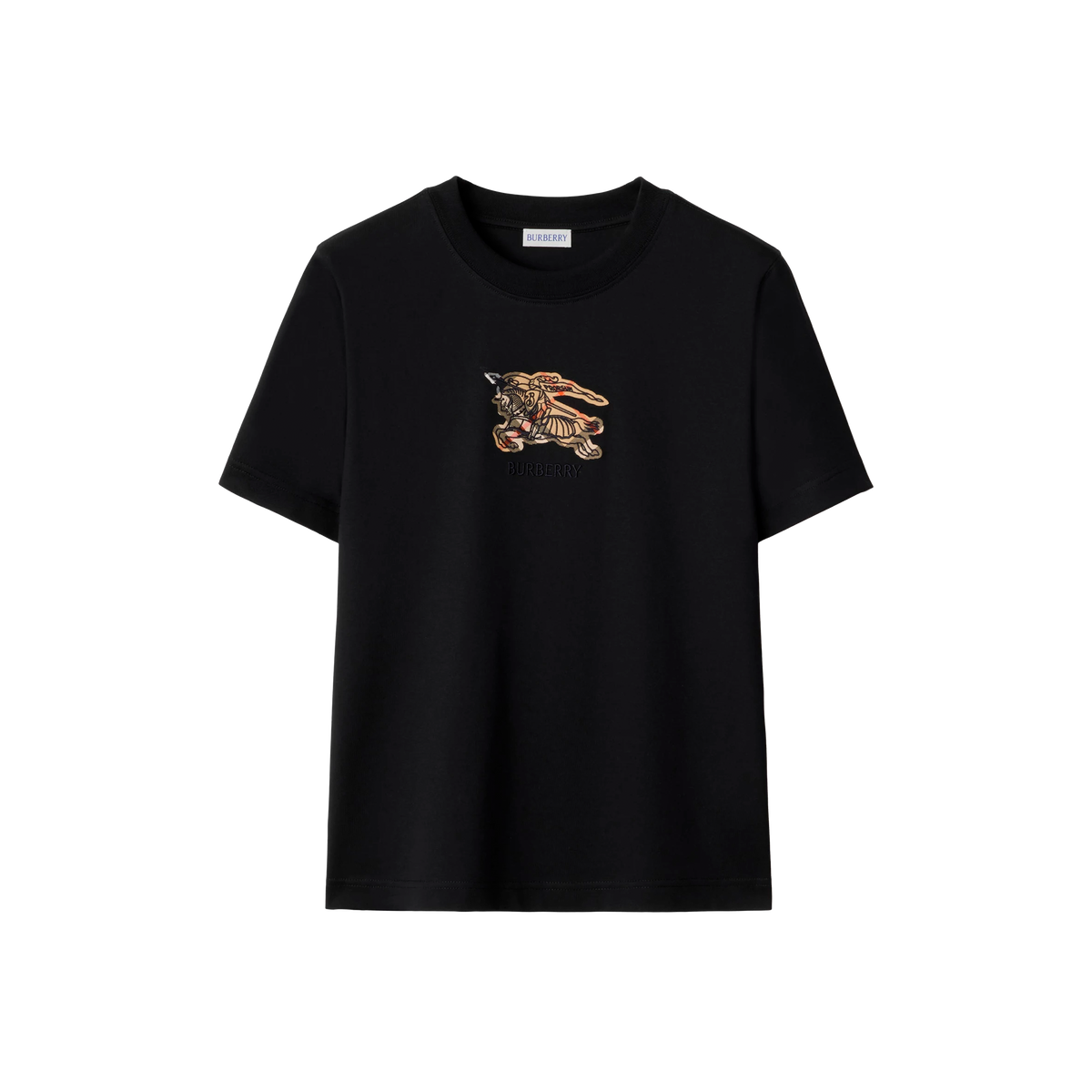 Camiseta Negra Burberry Horse Knight Check