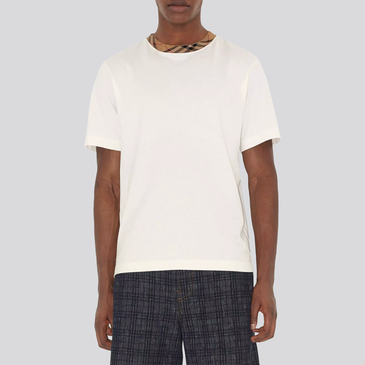 Camiseta Blanca Burberry Vintage Check Neck