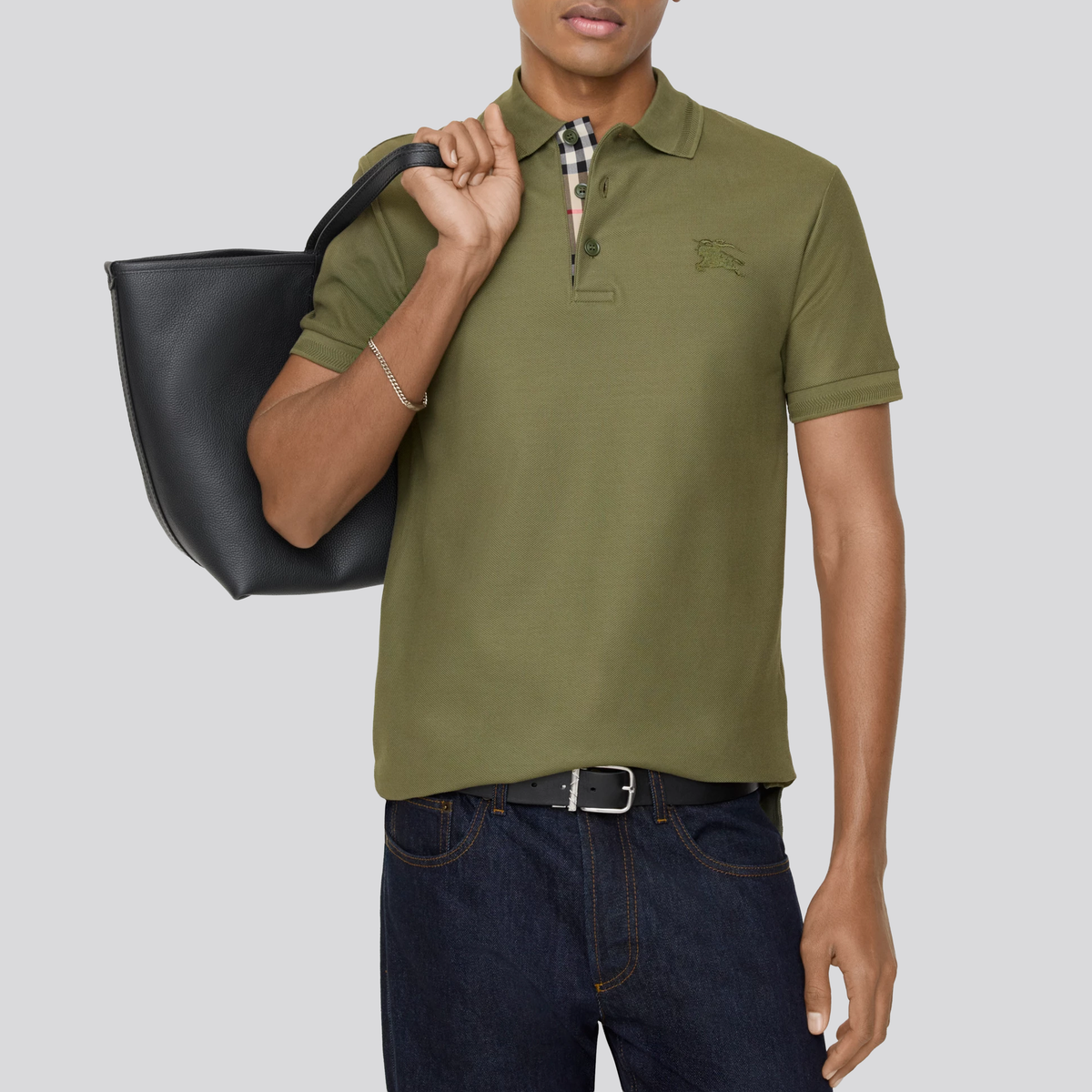 Camiseta Tipo Polo Verde Burberry Embroidered