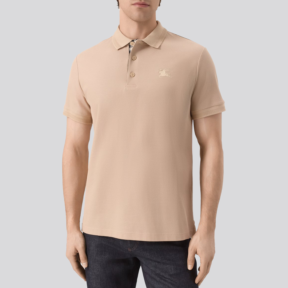 Camiseta Tipo Polo Beige Burberry Embroidered
