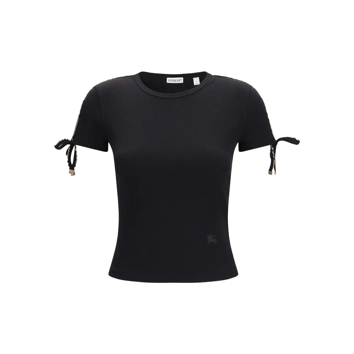 Camiseta Negra Burberry Cropped Check Trim