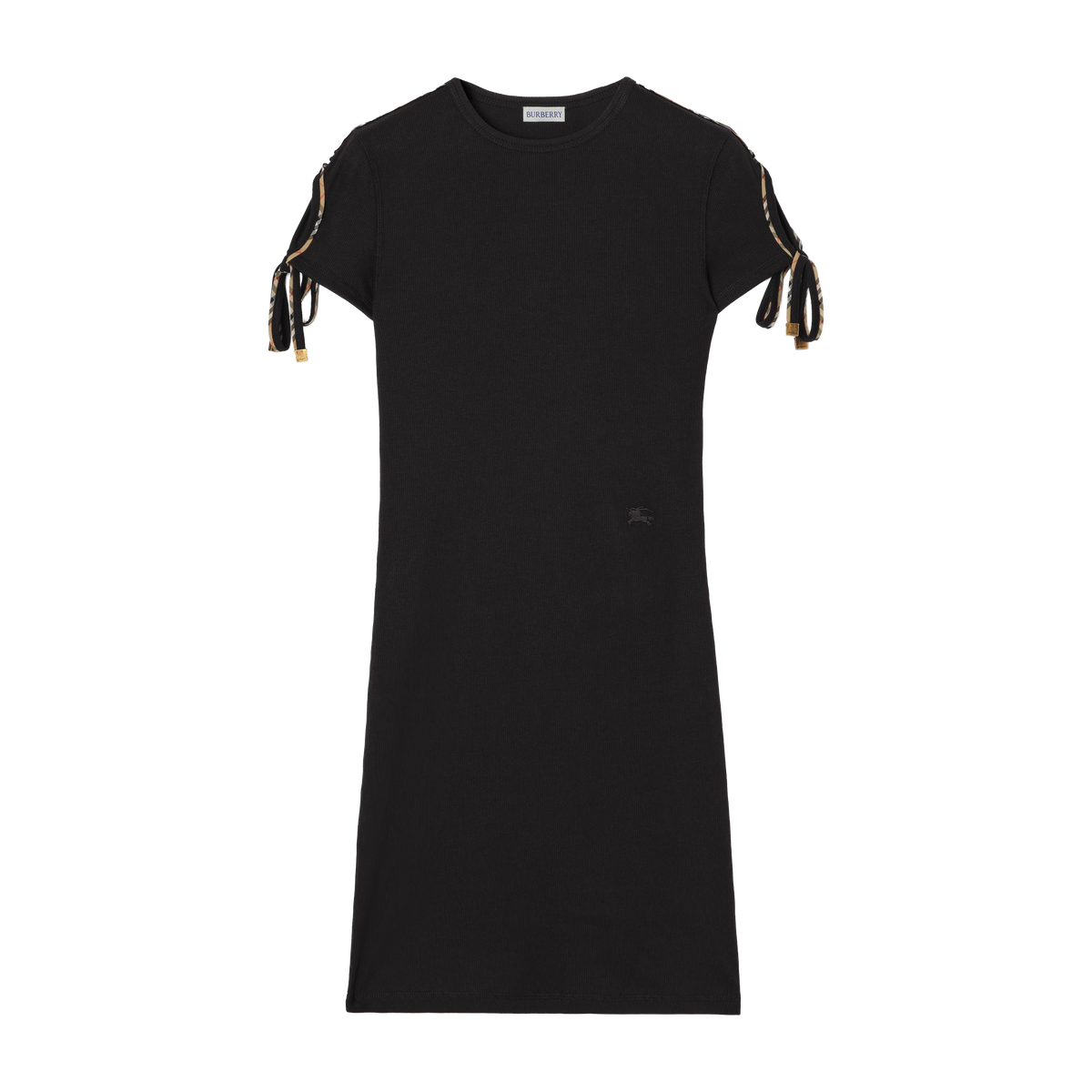 Vestido Negro Burberry Check Trim