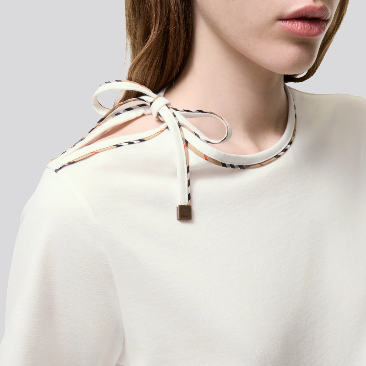 Camiseta Blanca Burberry Check Trim
