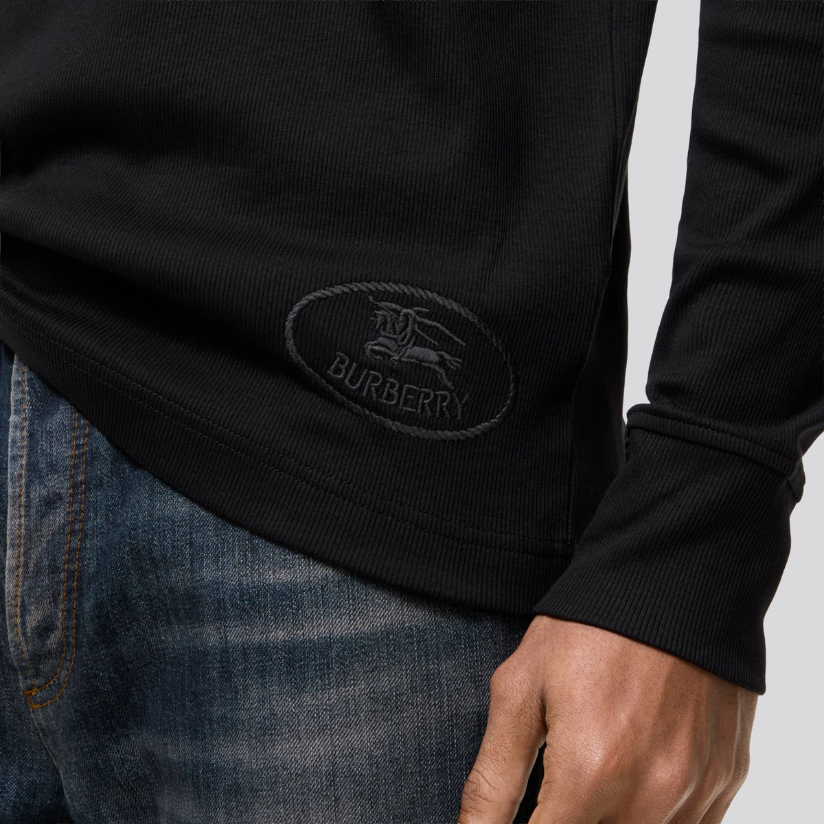 Camiseta Tipo Polo Negra Burberry Manga Larga