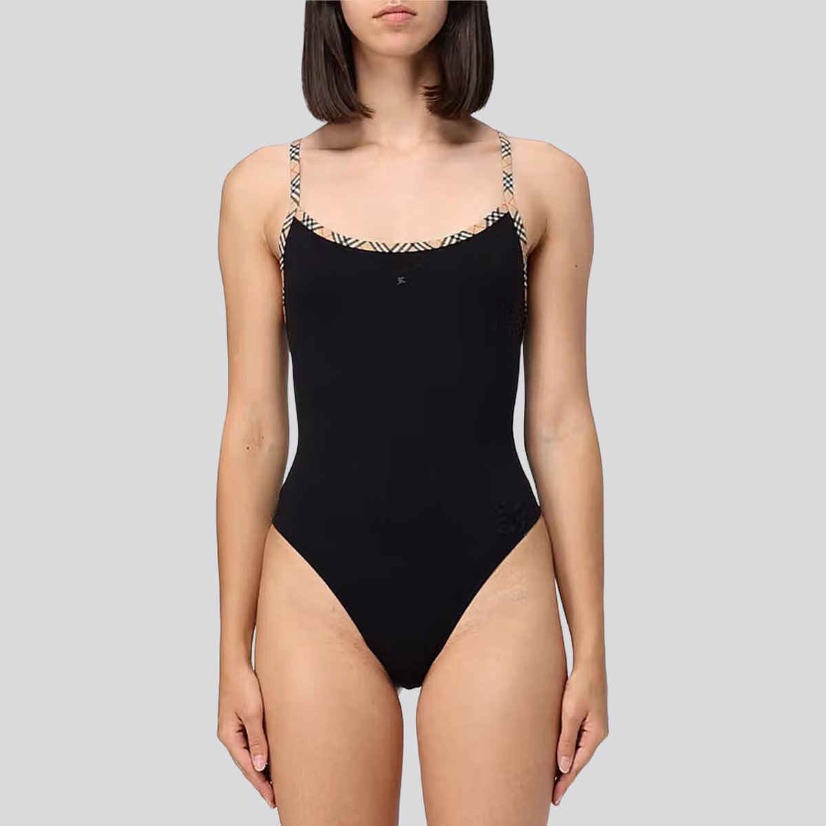 Body de Baño Negro Burberry Check Trim