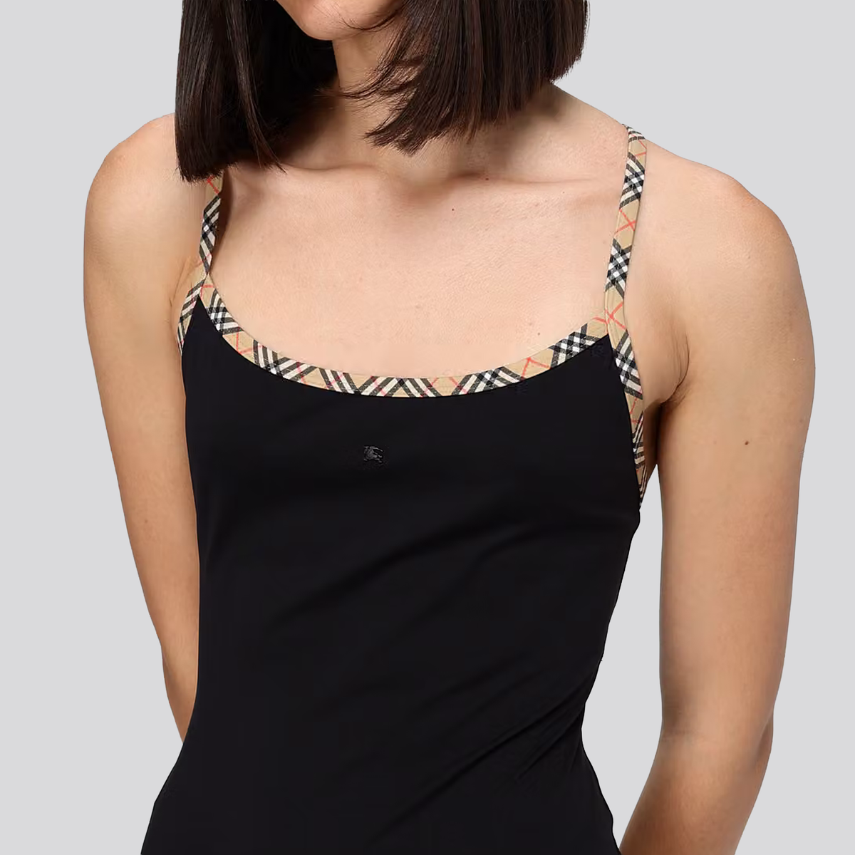 Body de Baño Negro Burberry Check Trim