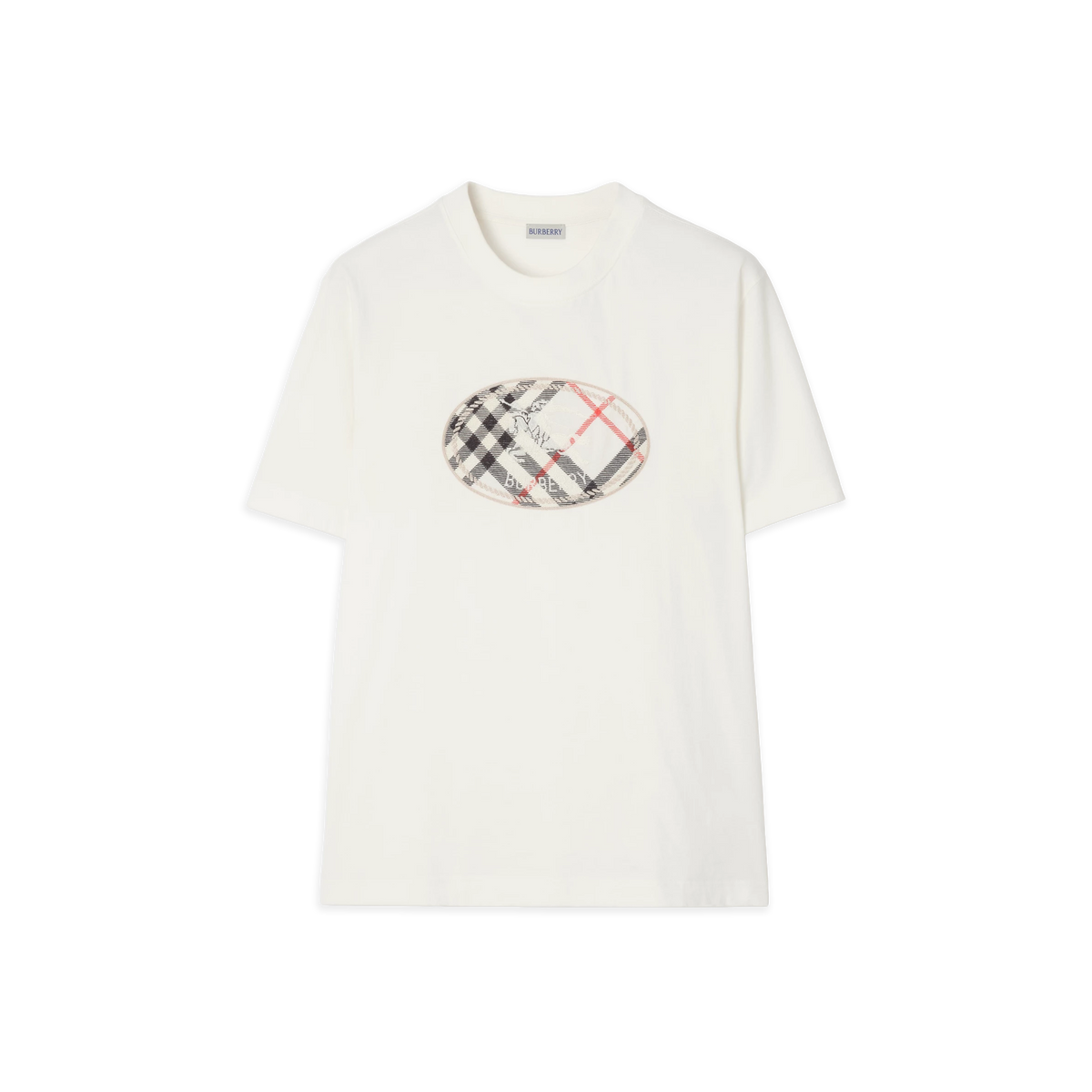 Camiseta Blanca Burberry Check Knight Stamp