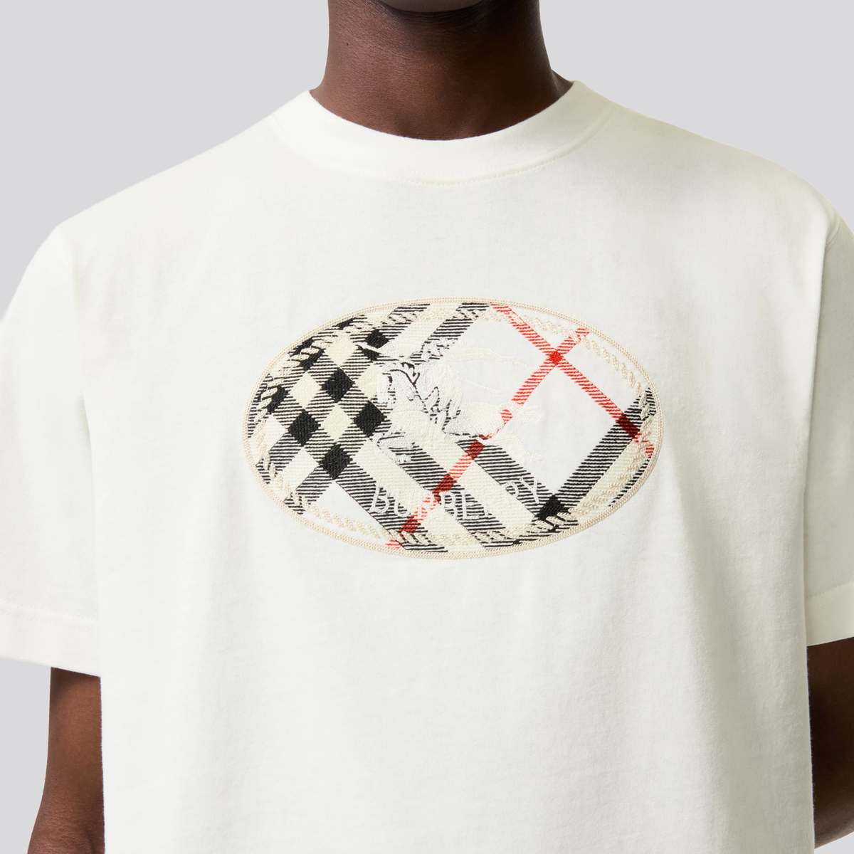 Camiseta Blanca Burberry Check Knight Stamp