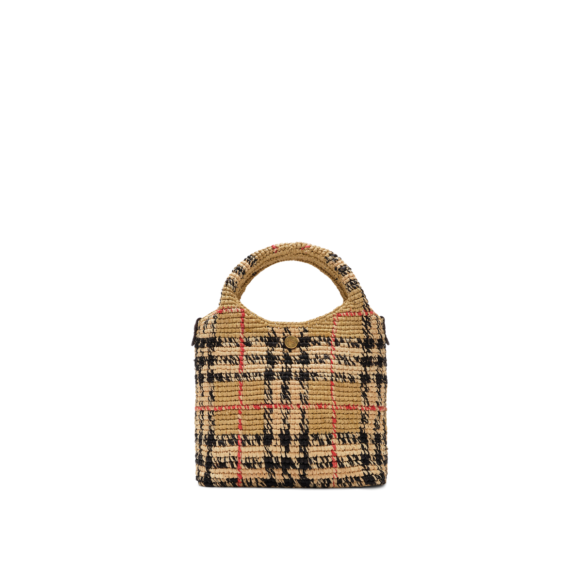 Cartera Beige Burberry Mini Margate Check Raffia