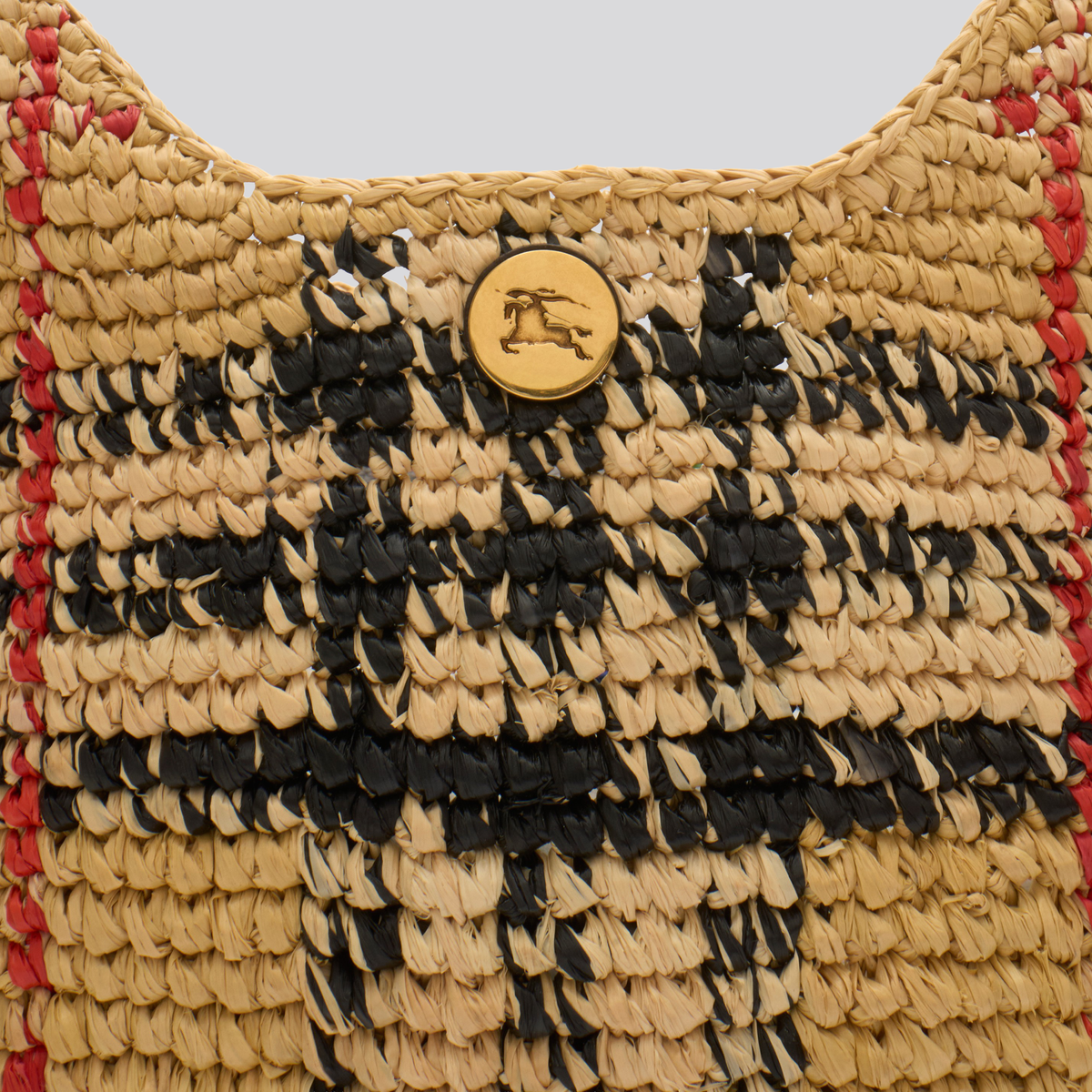 Cartera Beige Burberry Mini Margate Check Raffia