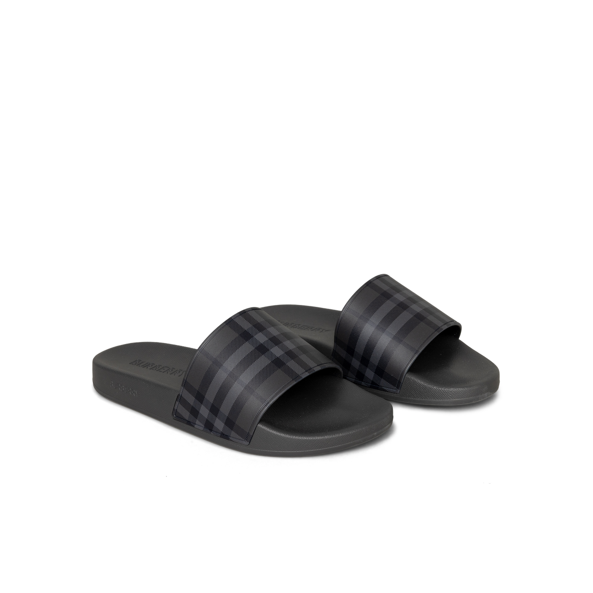 Sandalias Negras Burberry Check Slides
