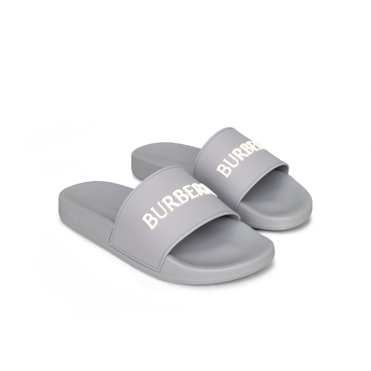 Sandalias Grises Burberry Logo Slides