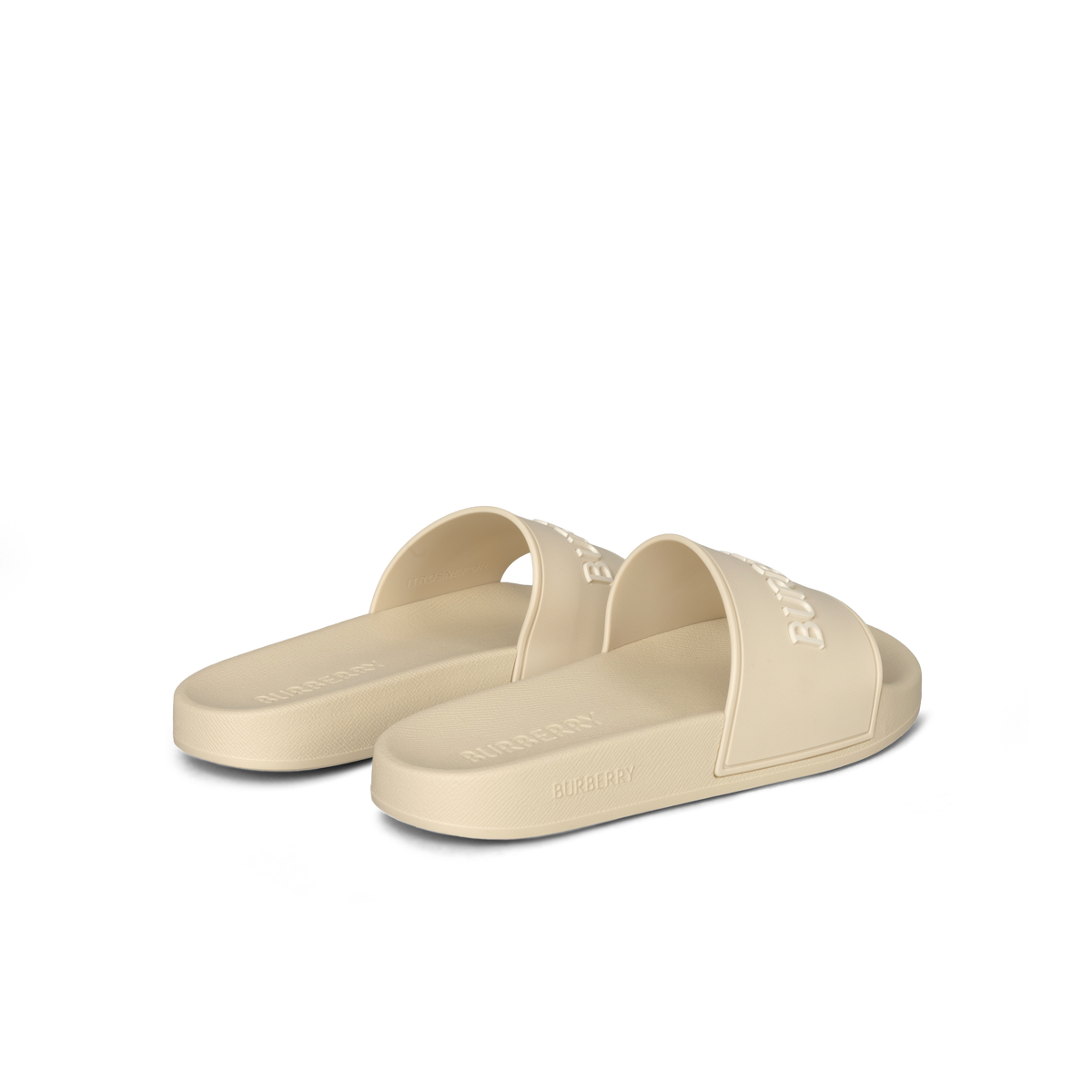 Sandalias Beige Burberry Logo Slides