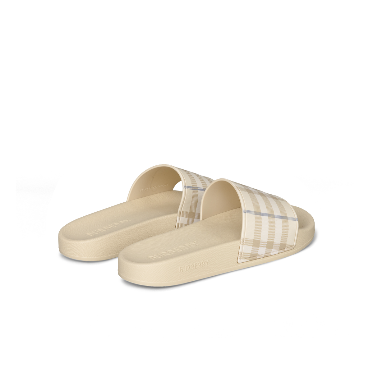 Sandalias Beige Burberry Check Slides