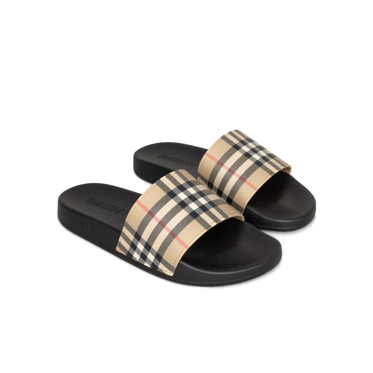 Sandalias Beige - Negras Burberry Vintage Check