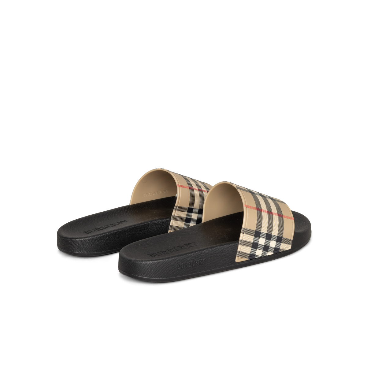 Sandalias Beige - Negras Burberry Vintage Check