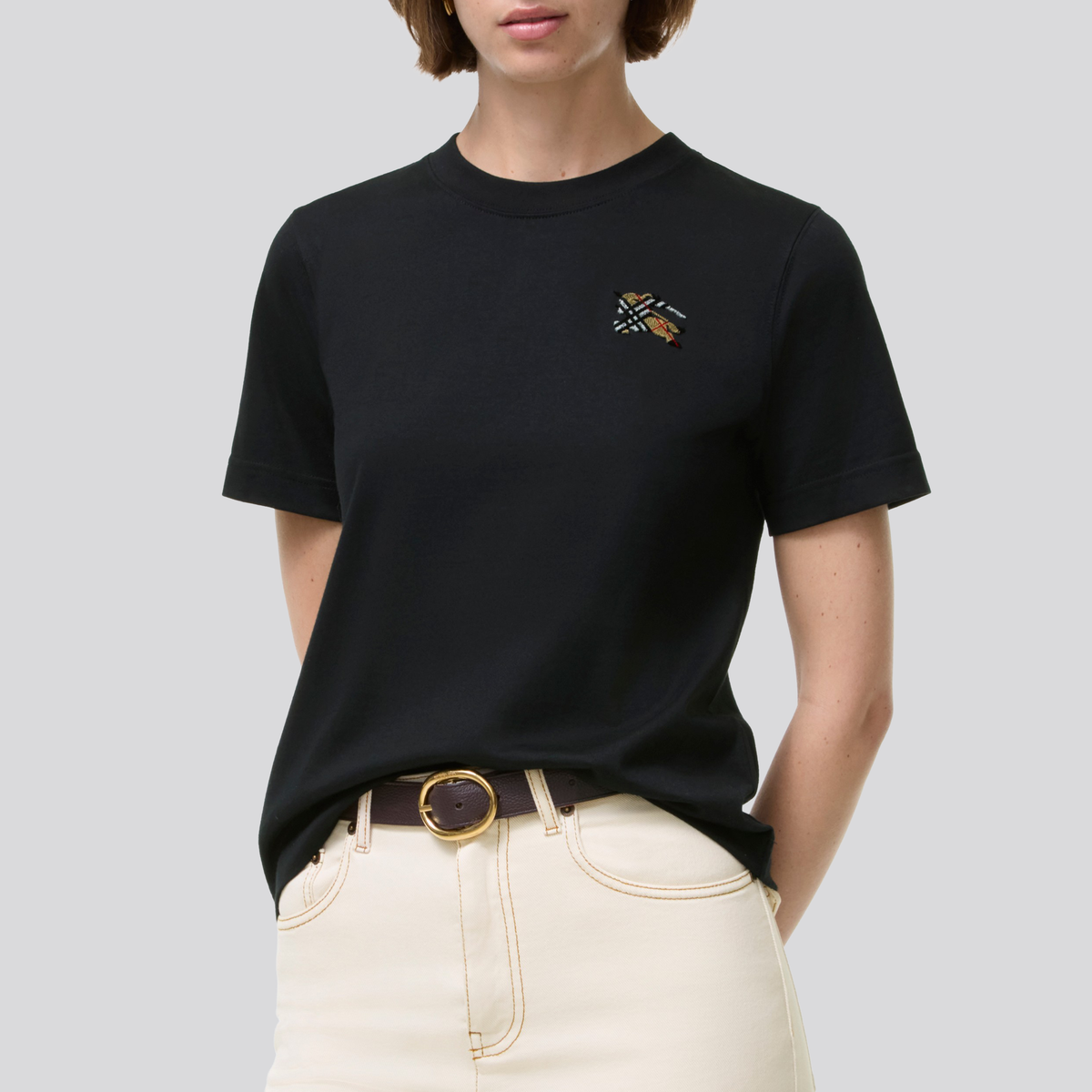 Camiseta Negra Burberry Horse Chest Patch