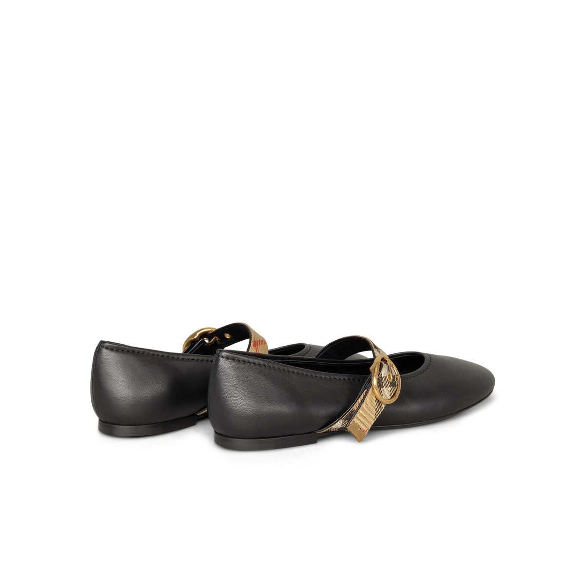 Ballerinas Negras Burberry Check Trim Strap