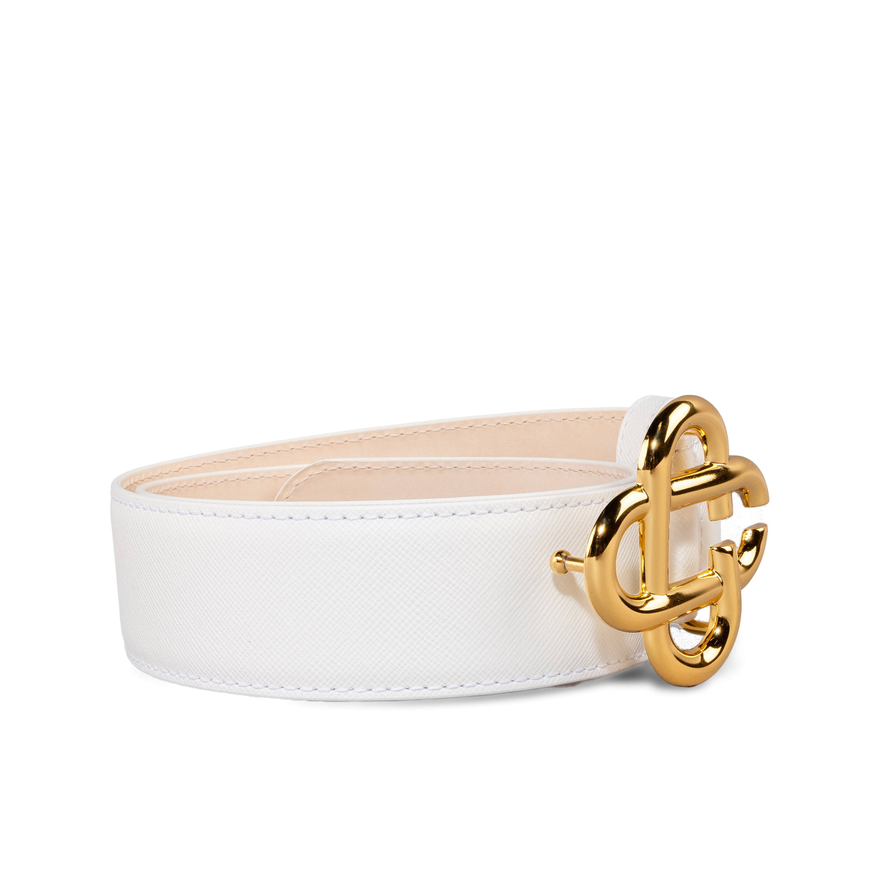 Cinturón Blanco Casablanca Logo Buckle