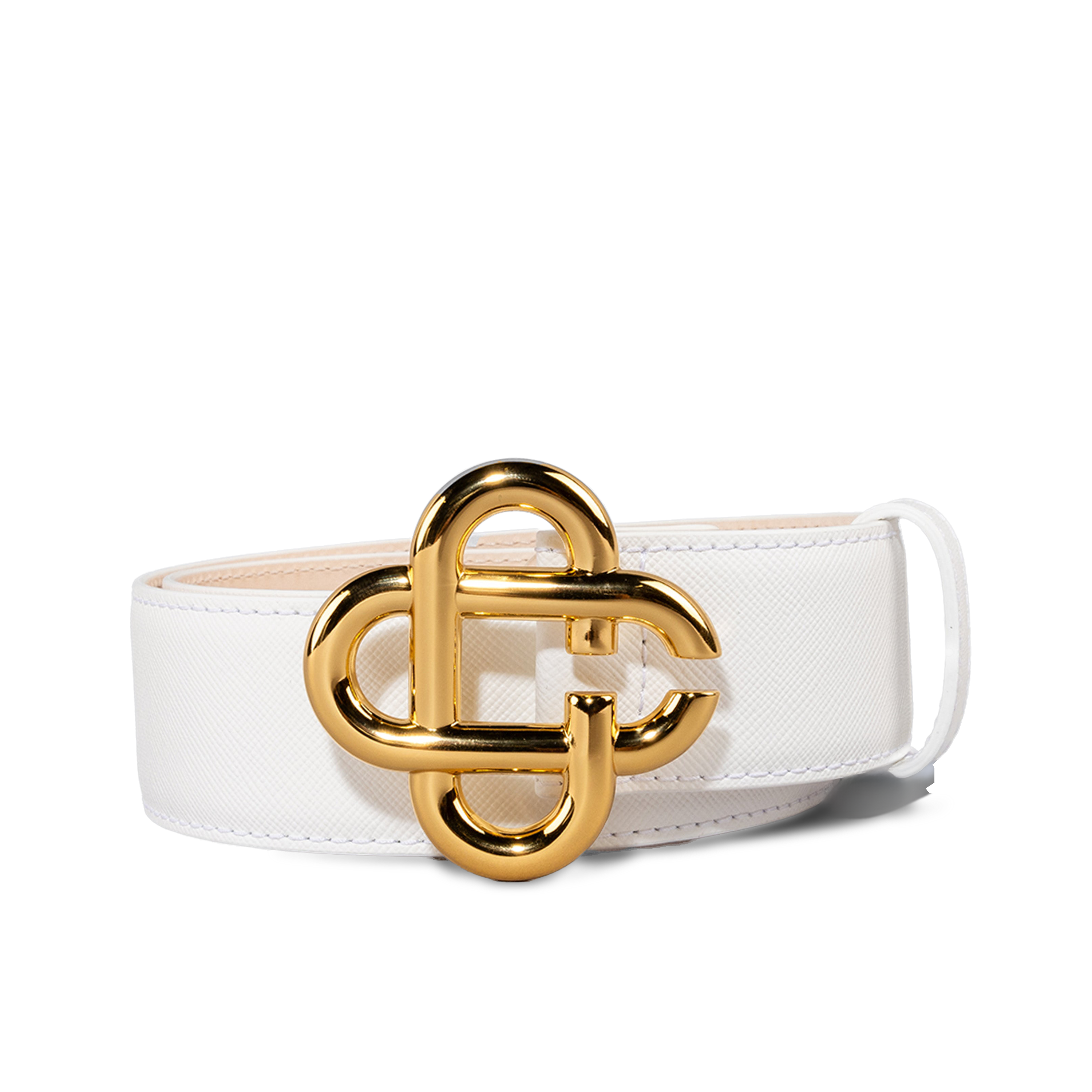 Cinturón Blanco Casablanca Logo Buckle