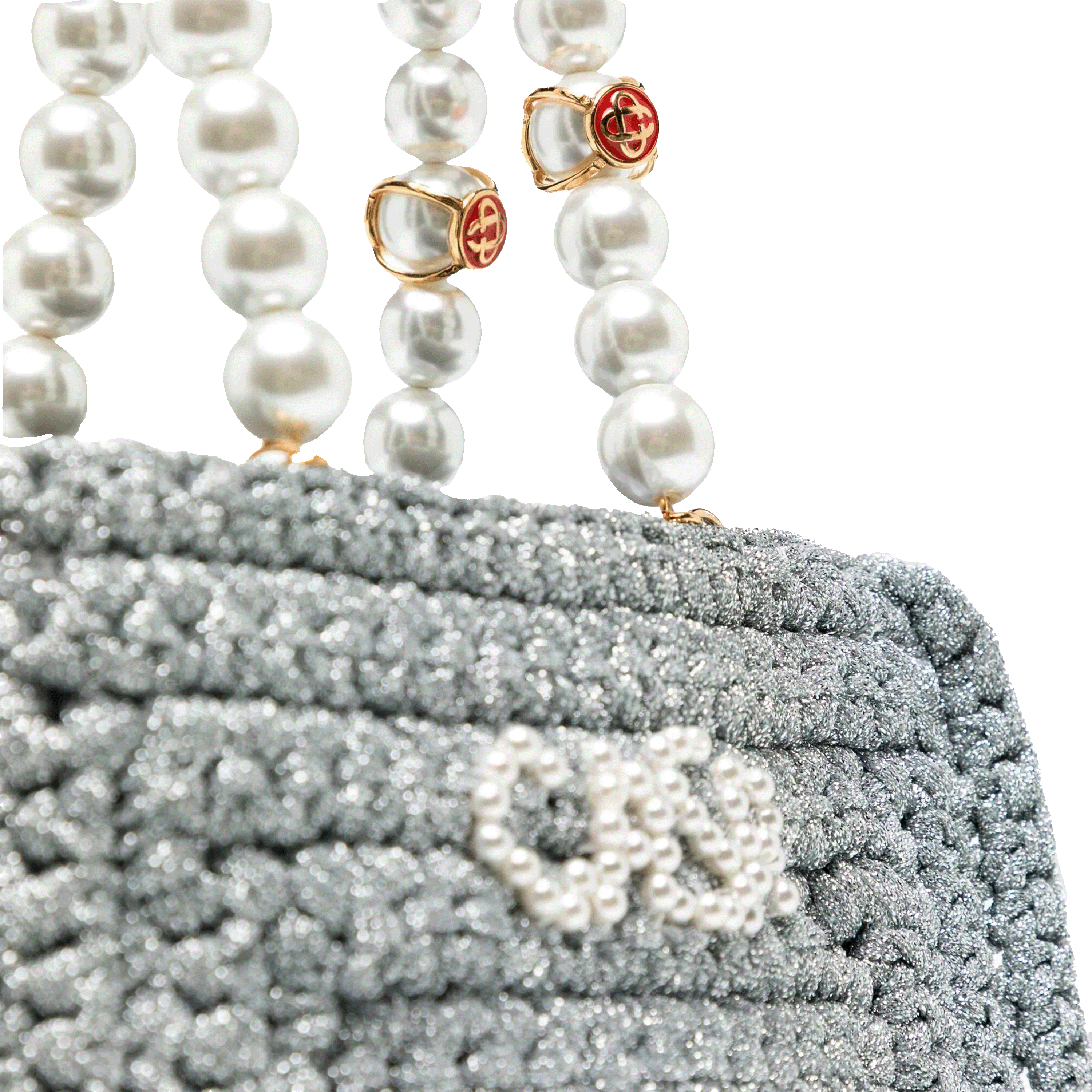 Cartera Silver Casablanca Crochet Pearl