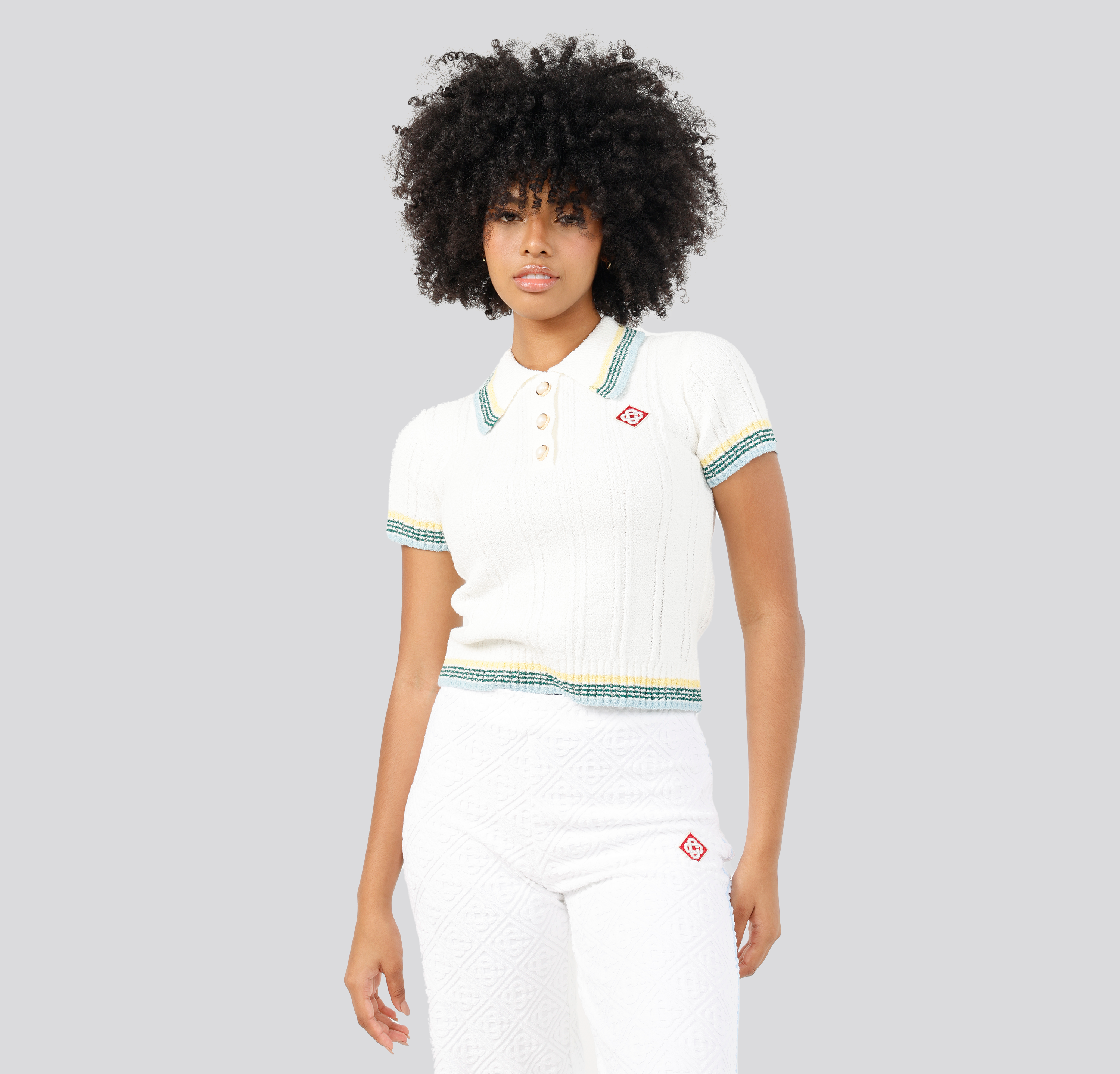 Camiseta Tipo Polo Blanca Casablanca Knit