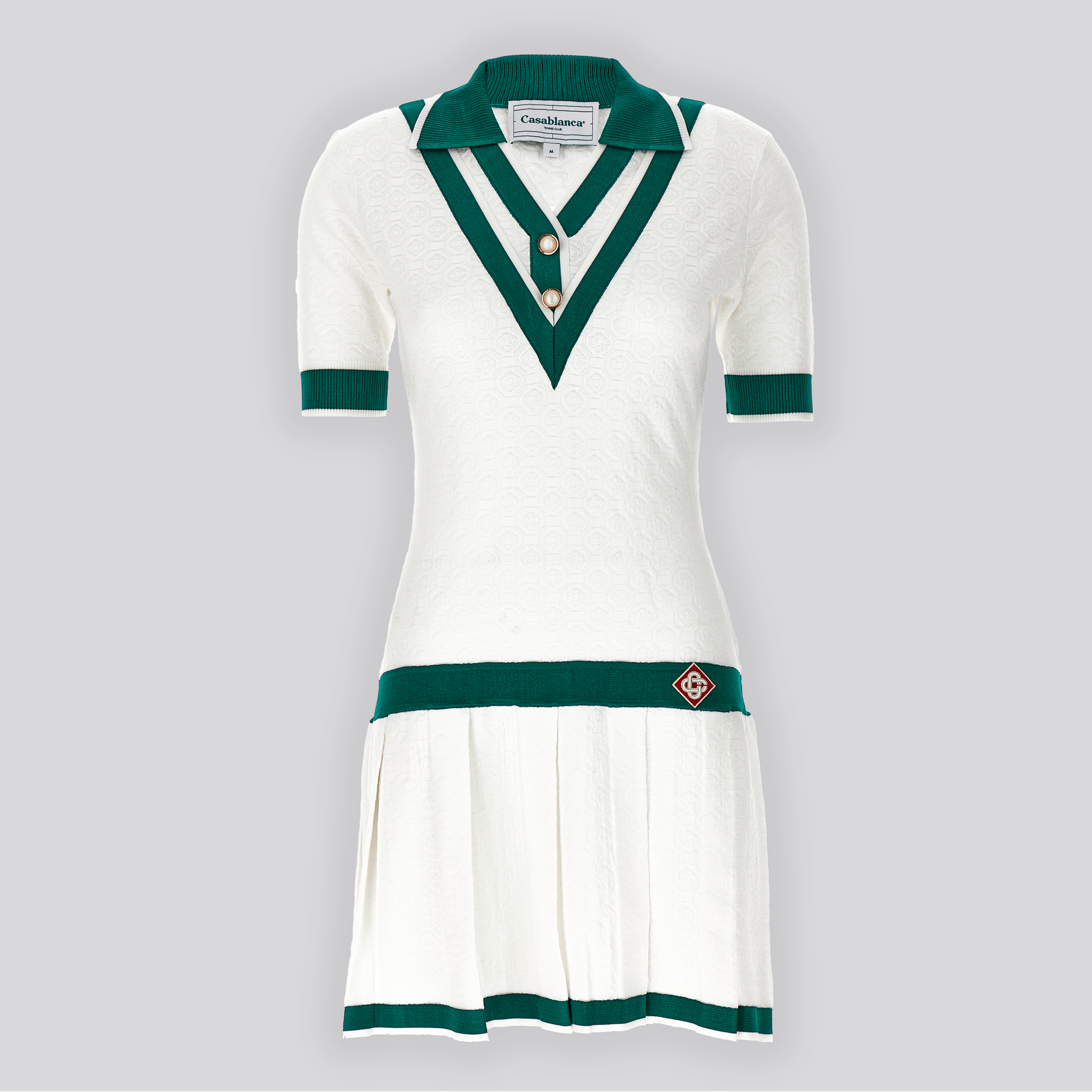 Vestido Blanco Casablanca Verde Logo Patche