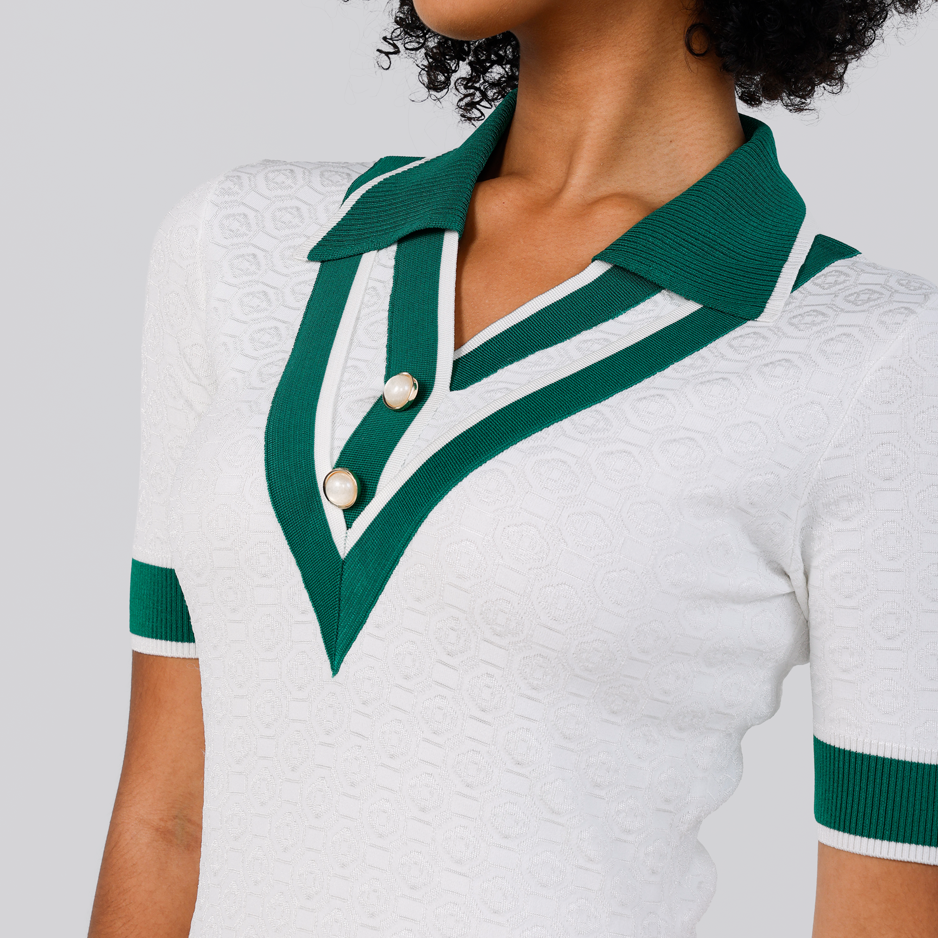 Vestido Blanco Casablanca Verde Logo Patche