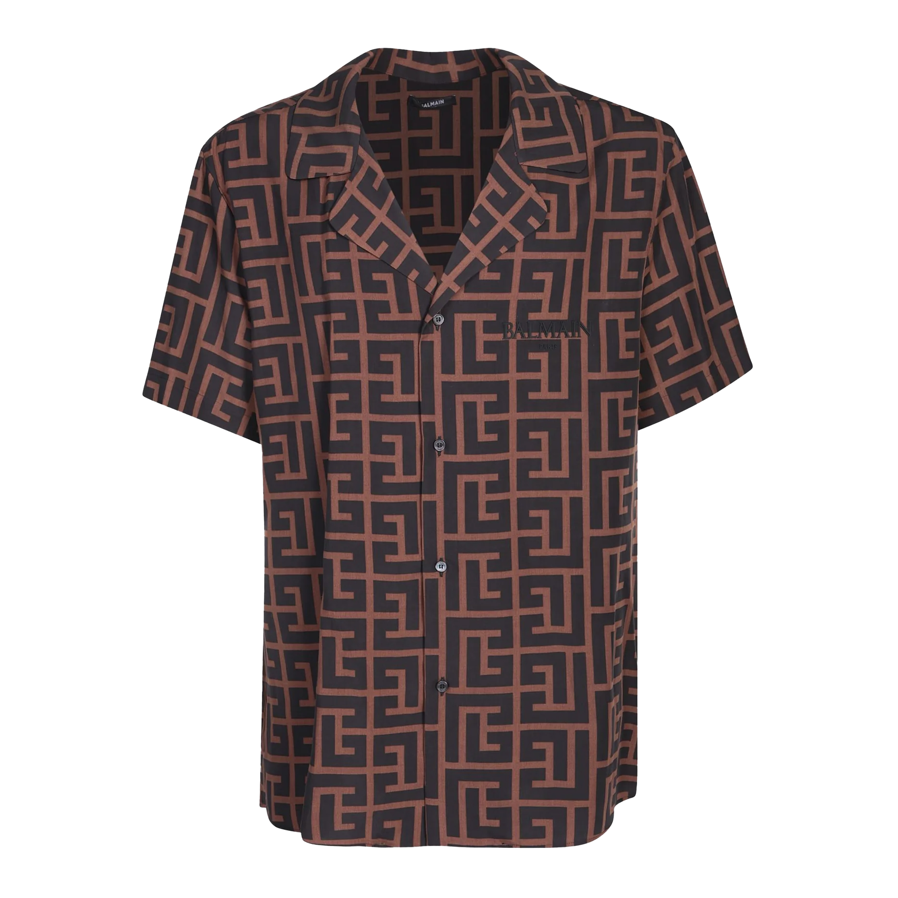 Camisa Negra Balmain PB Monogram No Sleeves