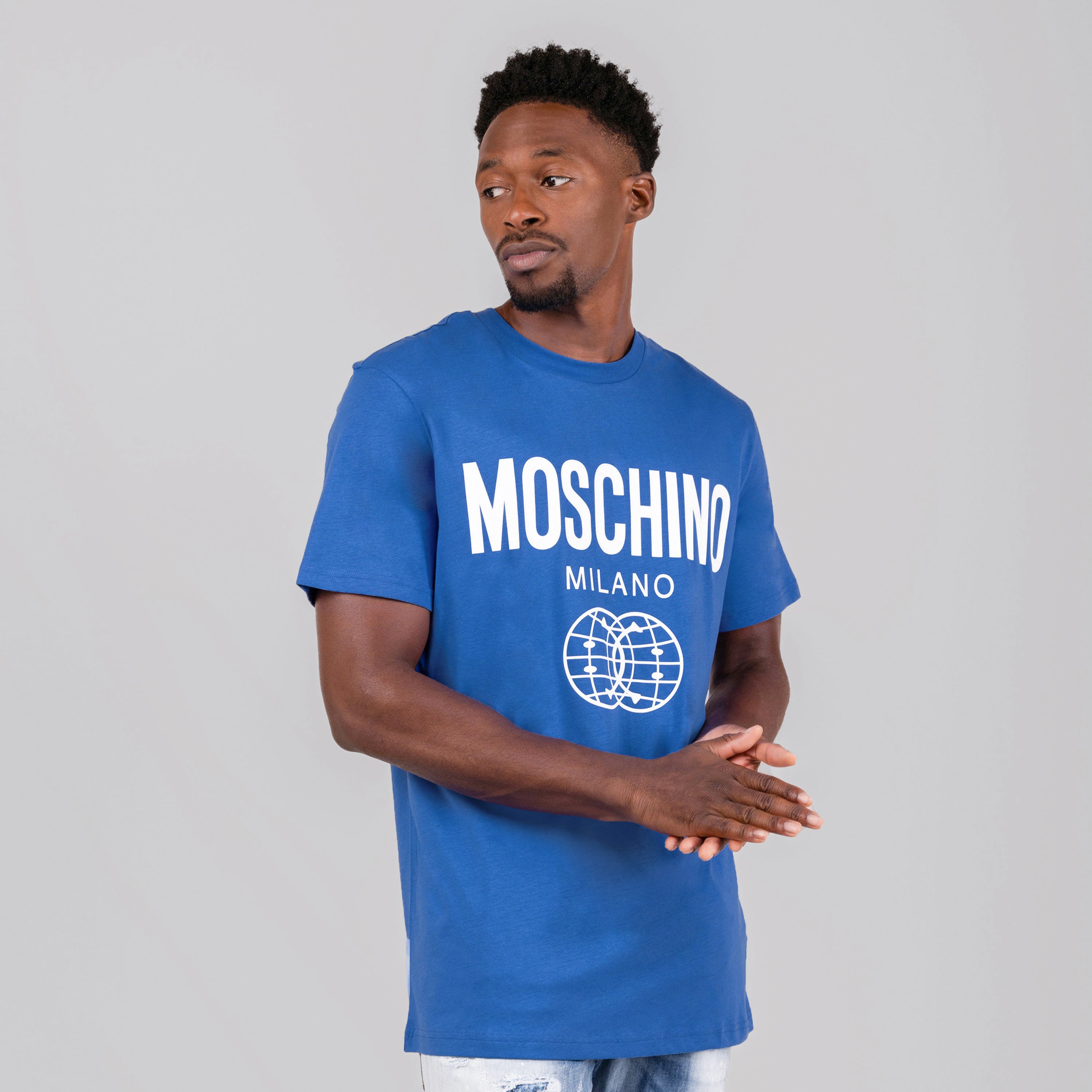 Camiseta Azul Moschino Couture Logo World