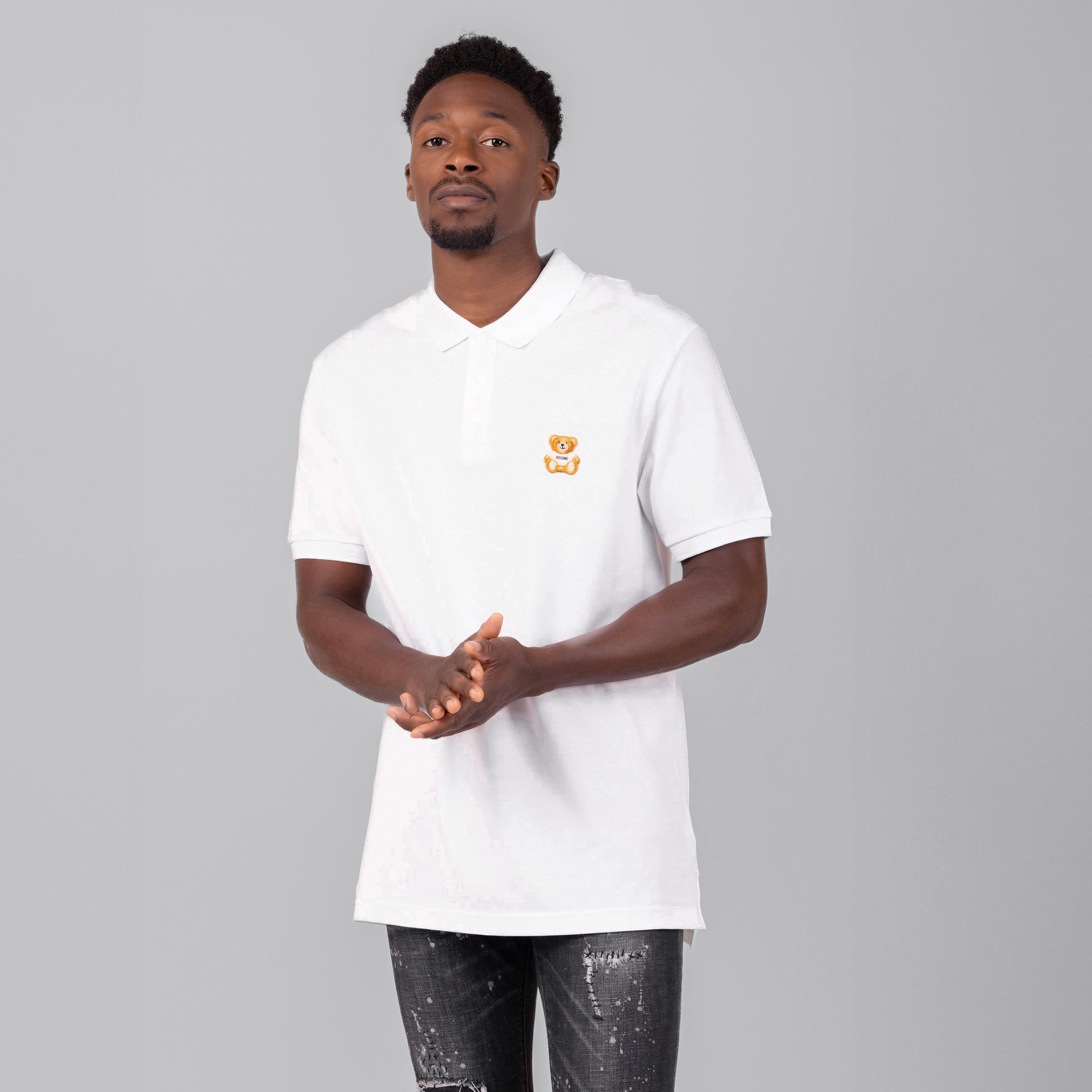 Camiseta Tipo Polo Blanca Moschino Couture Bear