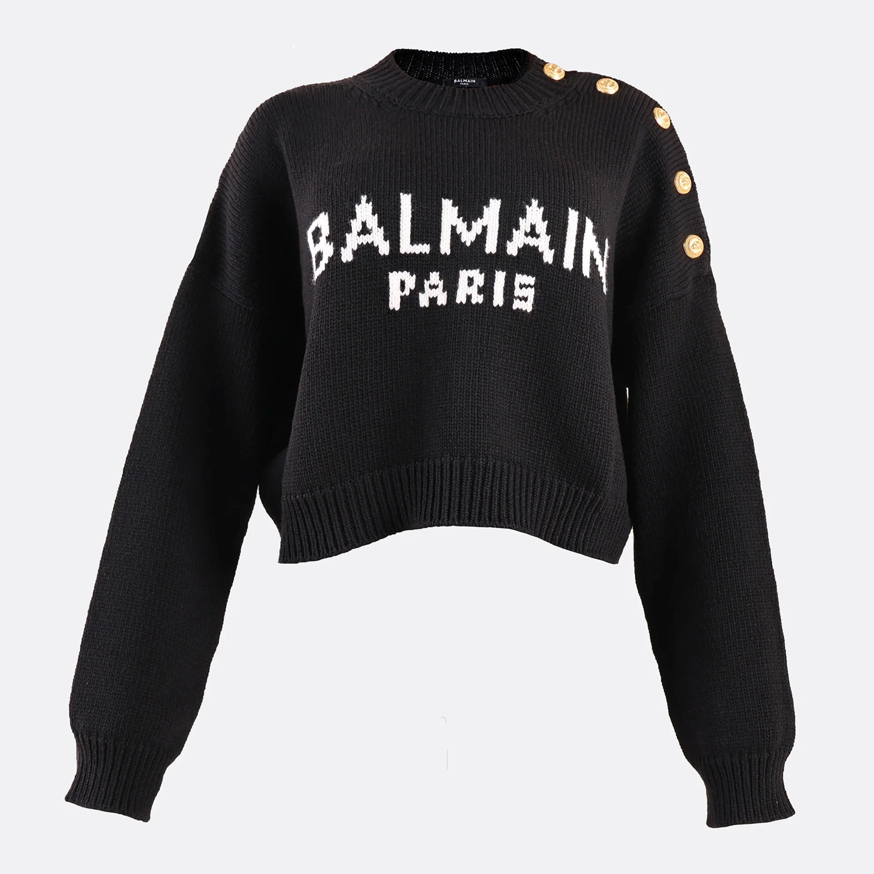 Suéter Negro Balmain Paris Logo