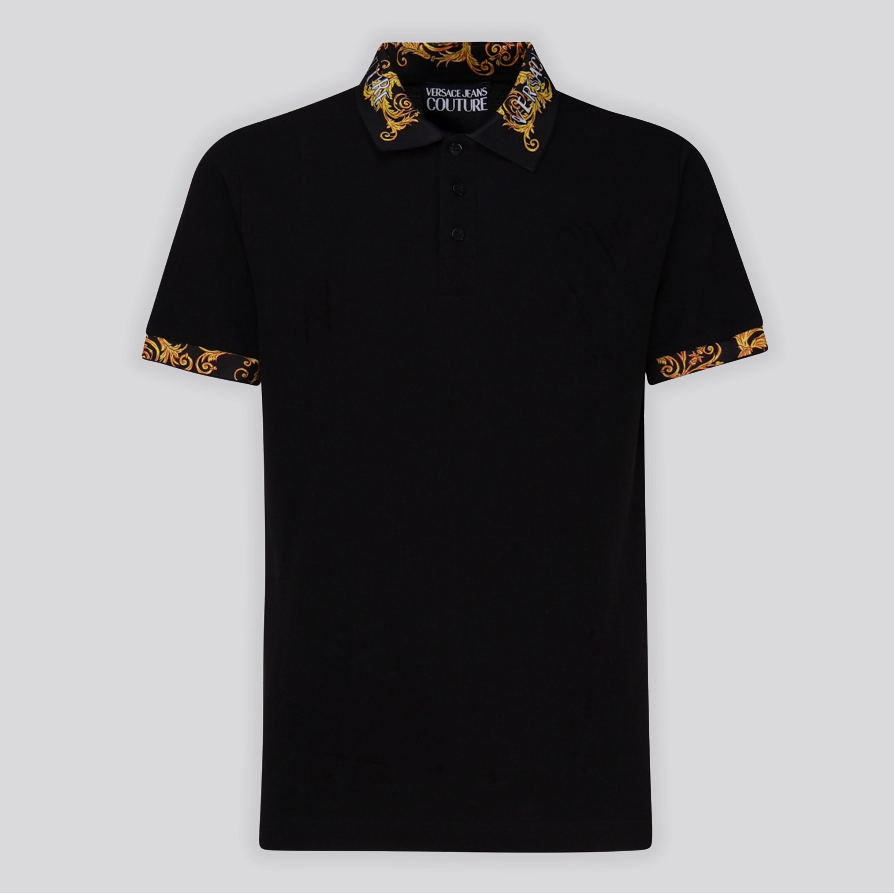 Camiseta Tipo Polo Negra Versace Couture Baroque