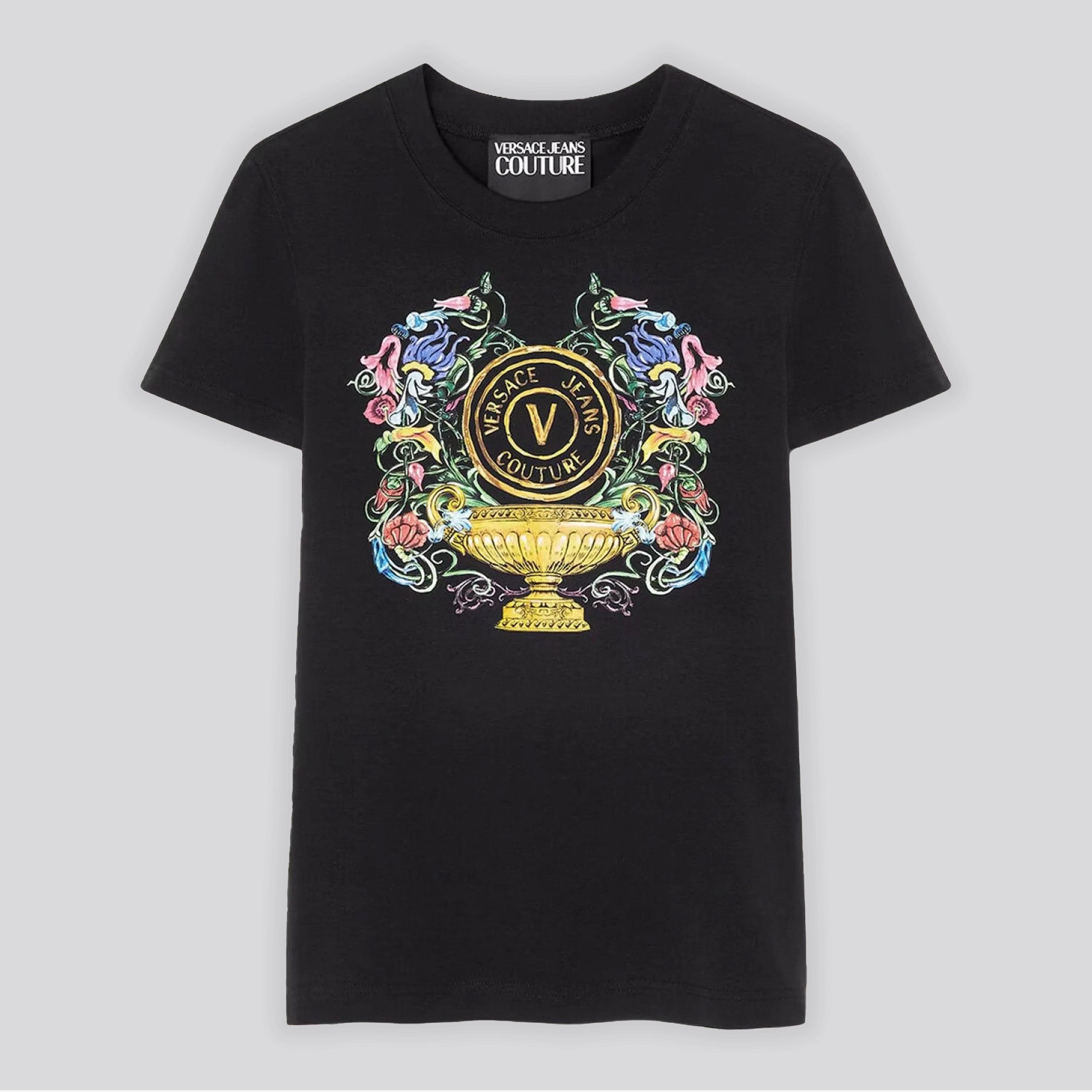 Camiseta Negra Versace Couture V Multicolor