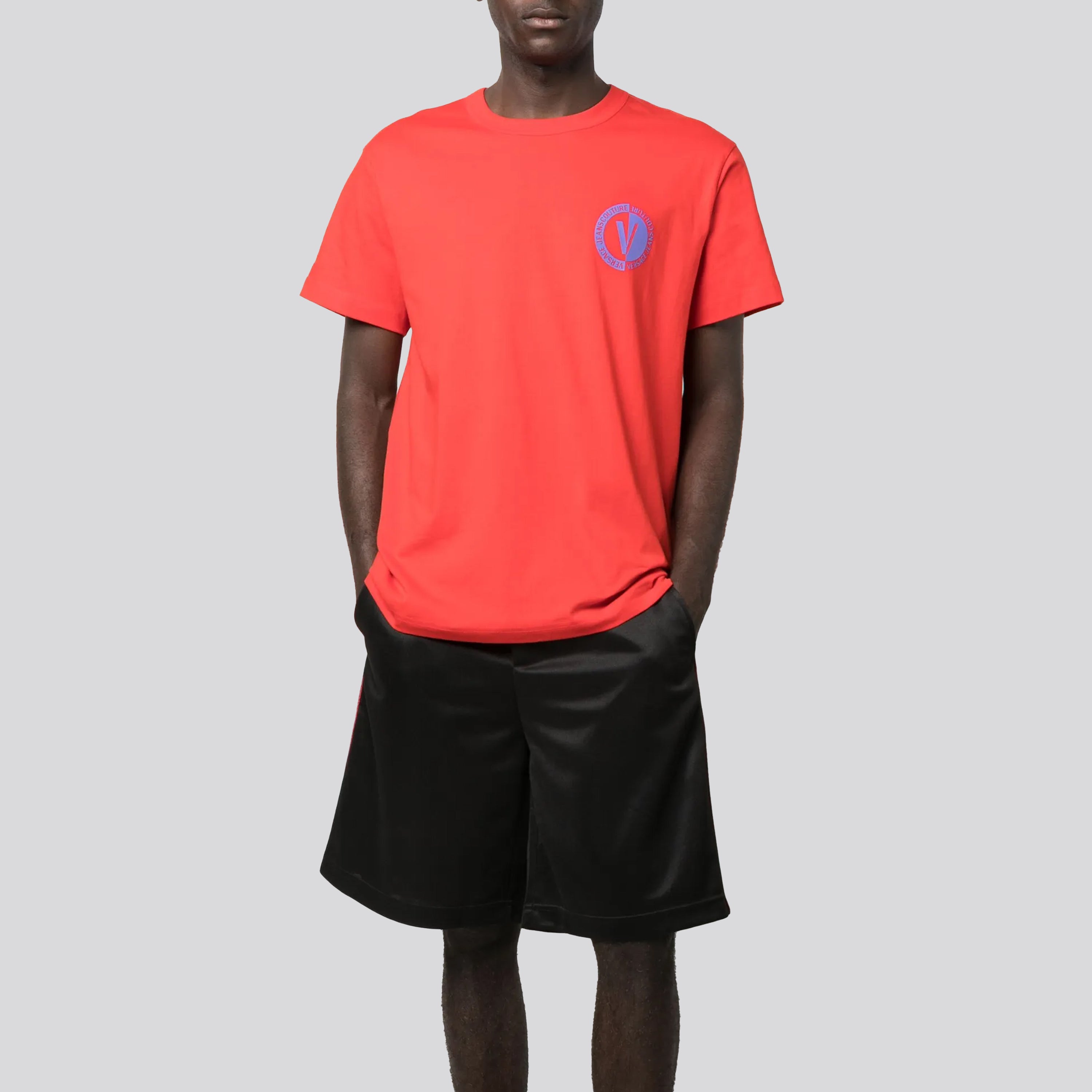 Camiseta Roja Versace Couture V Circle Logo Chest